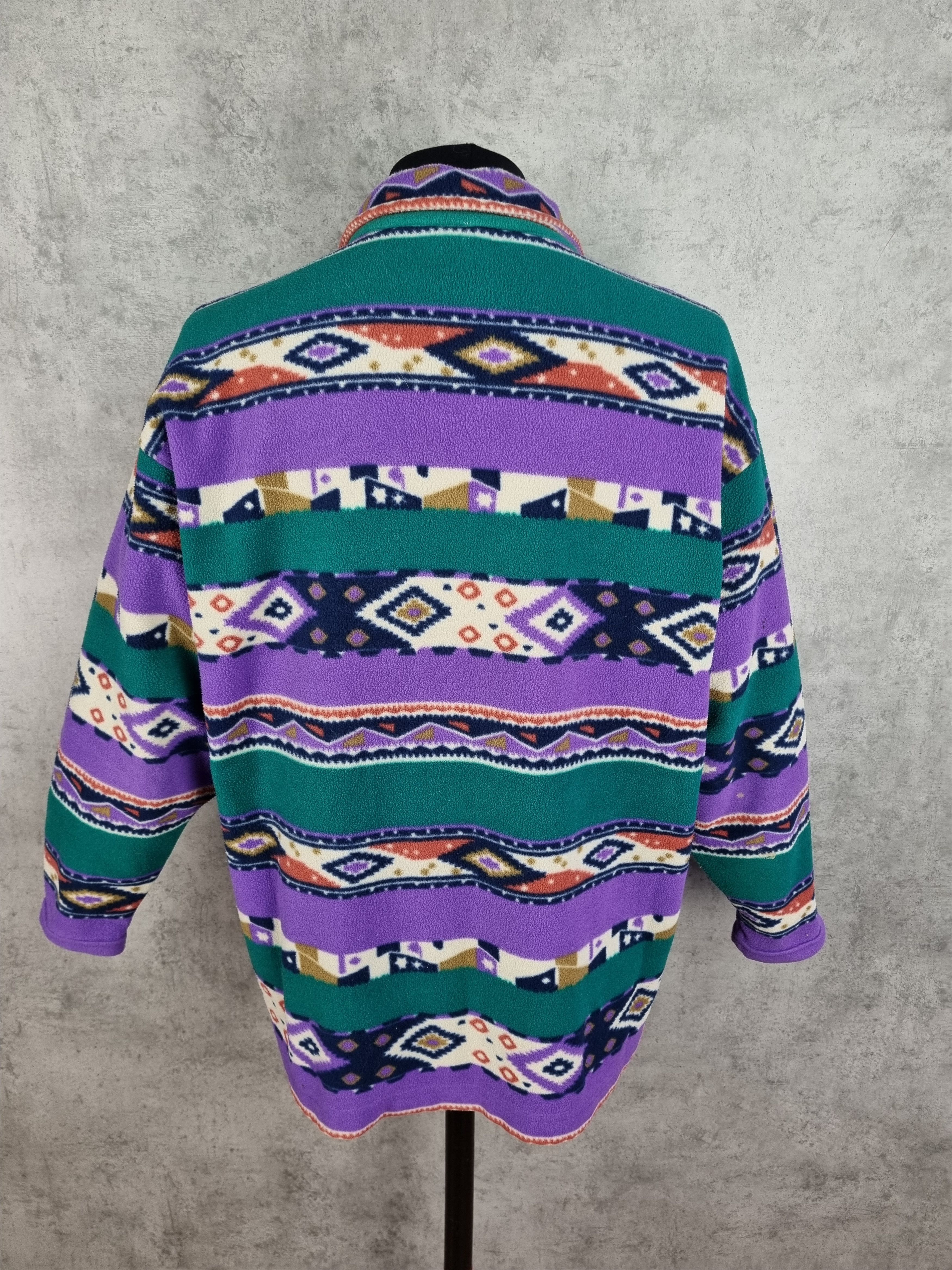 Sergio Tacchini × Vintage Vintage Sergio Tacchini Aztec Navajo Fleece Pullover Size US XL / EU 56 / 4 - 3 Thumbnail