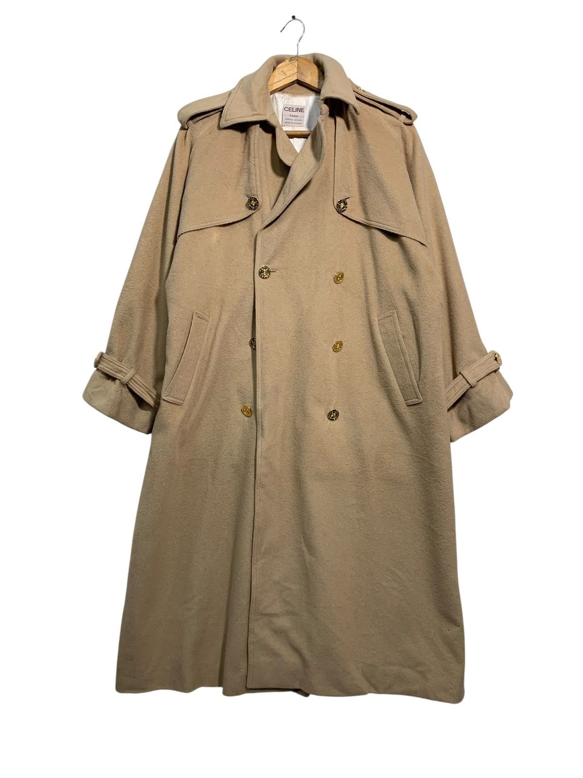 Celine 🔥VTG CELINE WOOL TRENCH COATS DOUBLE BREAST Size L / US 10 / IT 46 - 1 Thumbnail