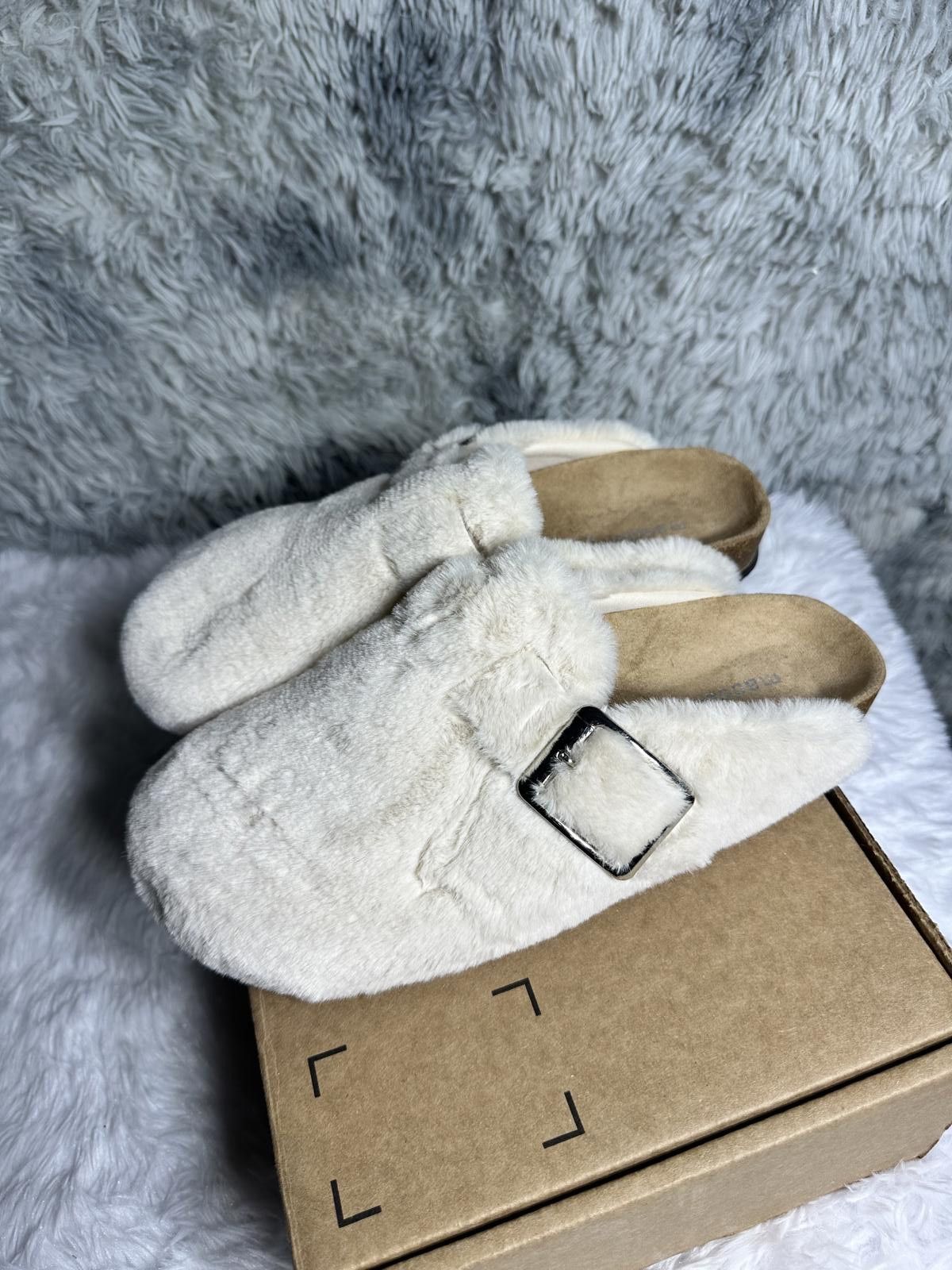 Other Madden Girl Cream Fuzzy Slip-On Buckle Mules Size US 9.5 / IT 39.5 - 1 Thumbnail