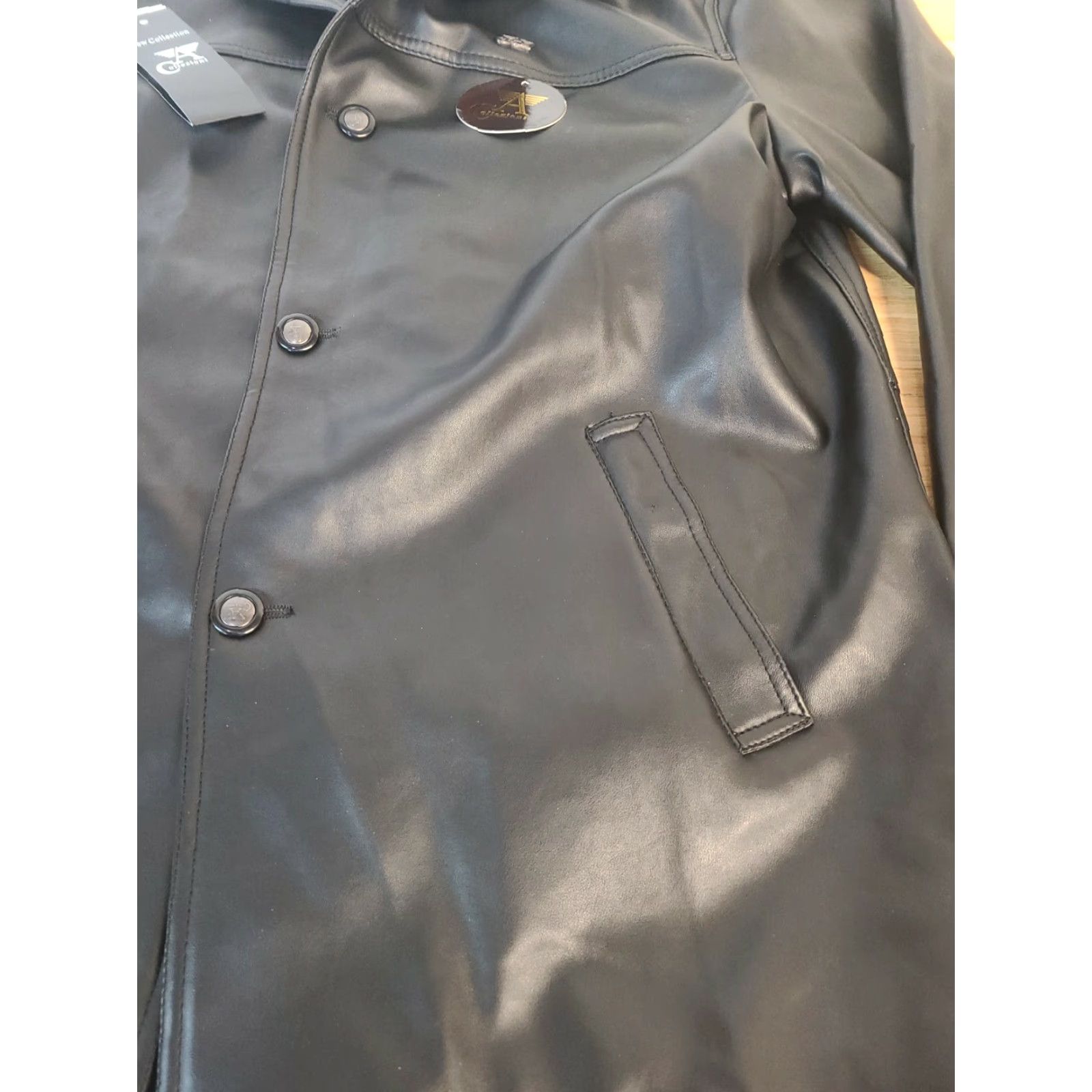 Vintage A Collezioni Luxury Men's XXL Black Faux Leather Jacket Casual Workwear Winter Size US XXL / EU 58 / 5 - 3 Thumbnail