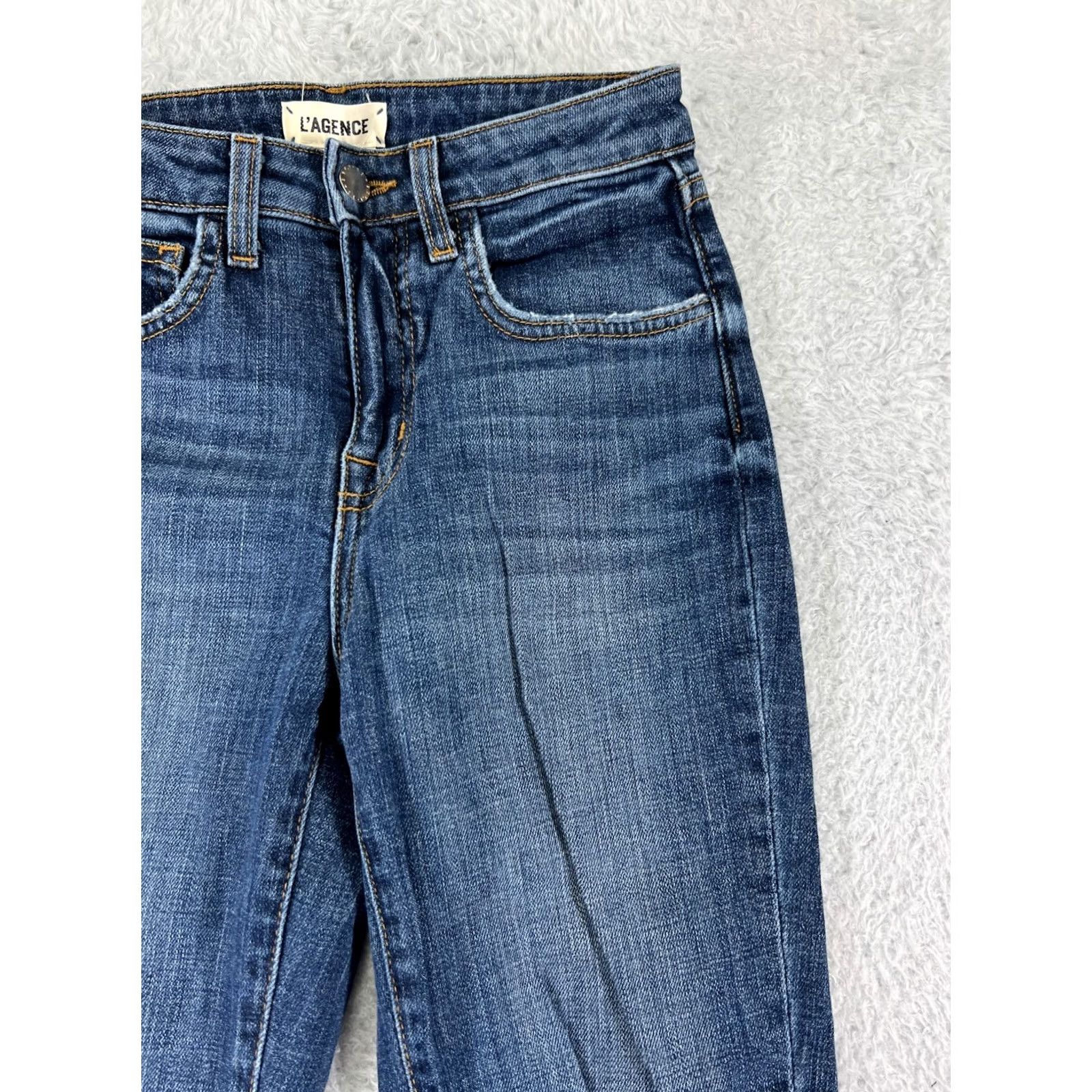 L'AGENCE L'AGENCE Jeans Womens 23 Blue Denim High Line Skinny Distressed 5-Pocket Cotton Blend Size 40" / US 18 - 6 Thumbnail