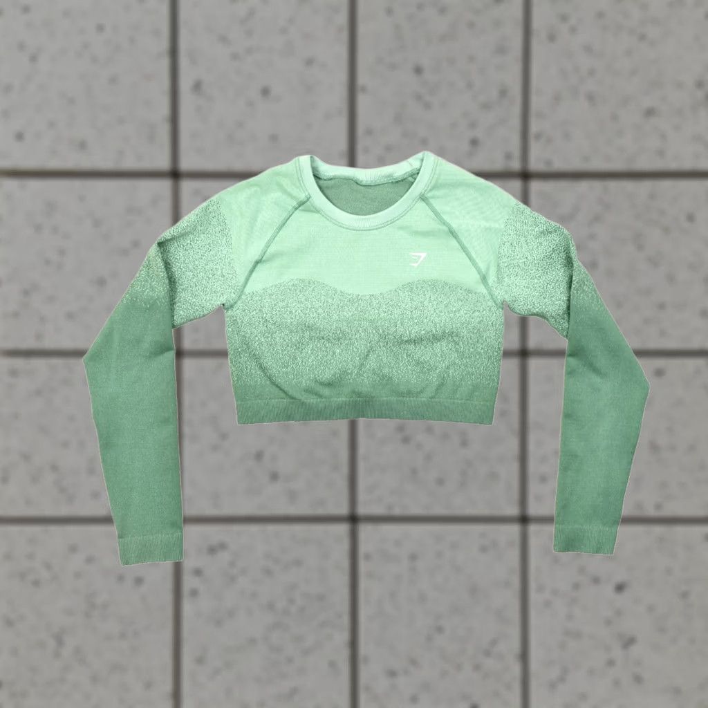 Gymshark Gymshark Adapt Marl Seamless Long Sleeve Crop Top Green Women's Size Small Shirt Cropped Womens Style 90s (if applicable) Size S / US 4 / IT 40 - 1 Thumbnail
