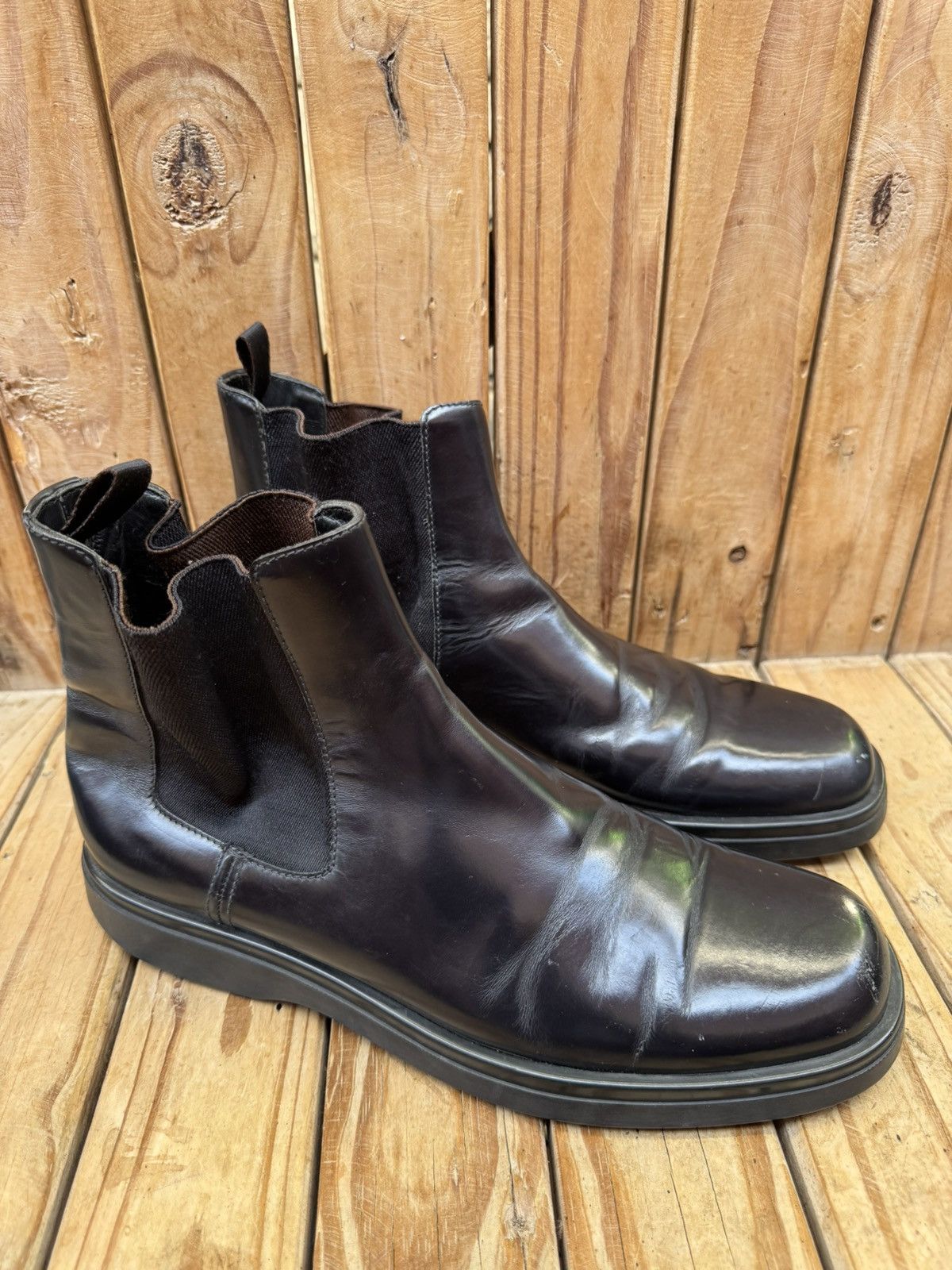 Prada Prada Men’s shinny patent black leather boots Sz USA 9 UK 8 Size US 9 / EU 42 - 7 Thumbnail