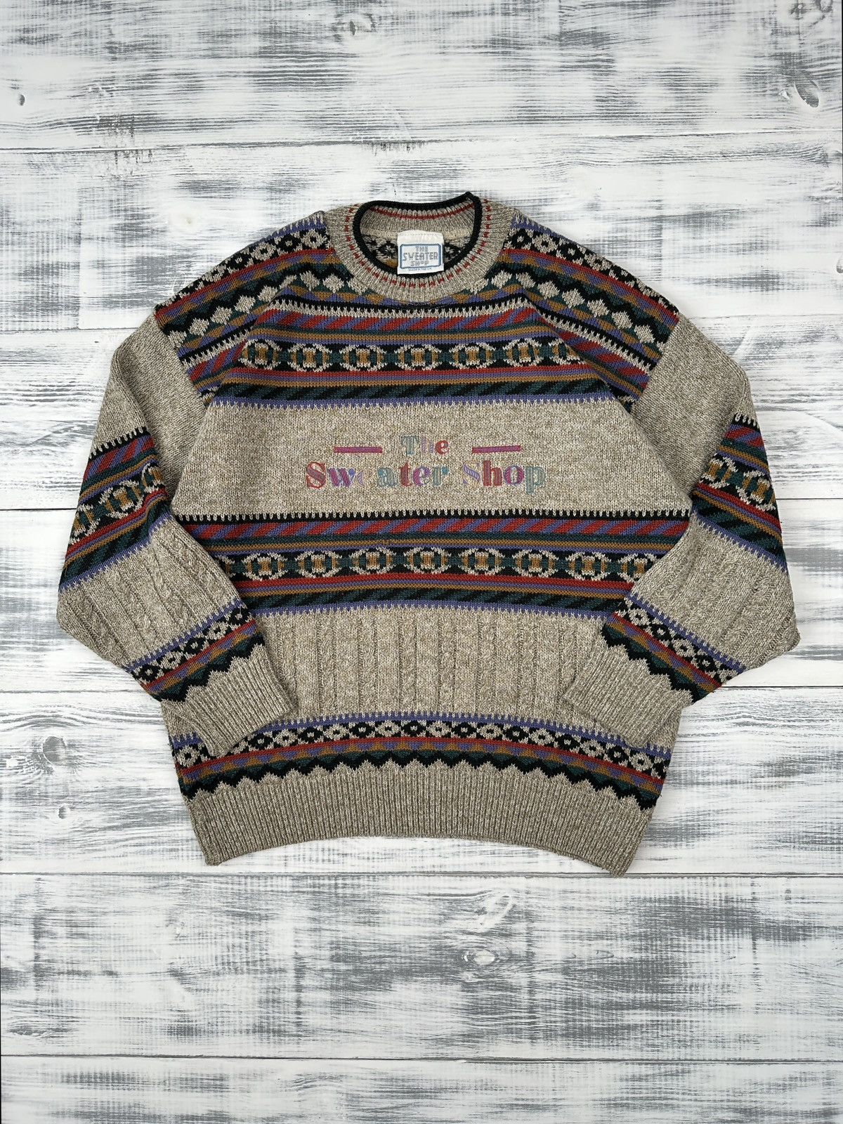 Vintage The Sweater Shop Vintage Men's Striped Knit Acrylic Jumper Size US L / EU 52-54 / 3 - 1 Thumbnail