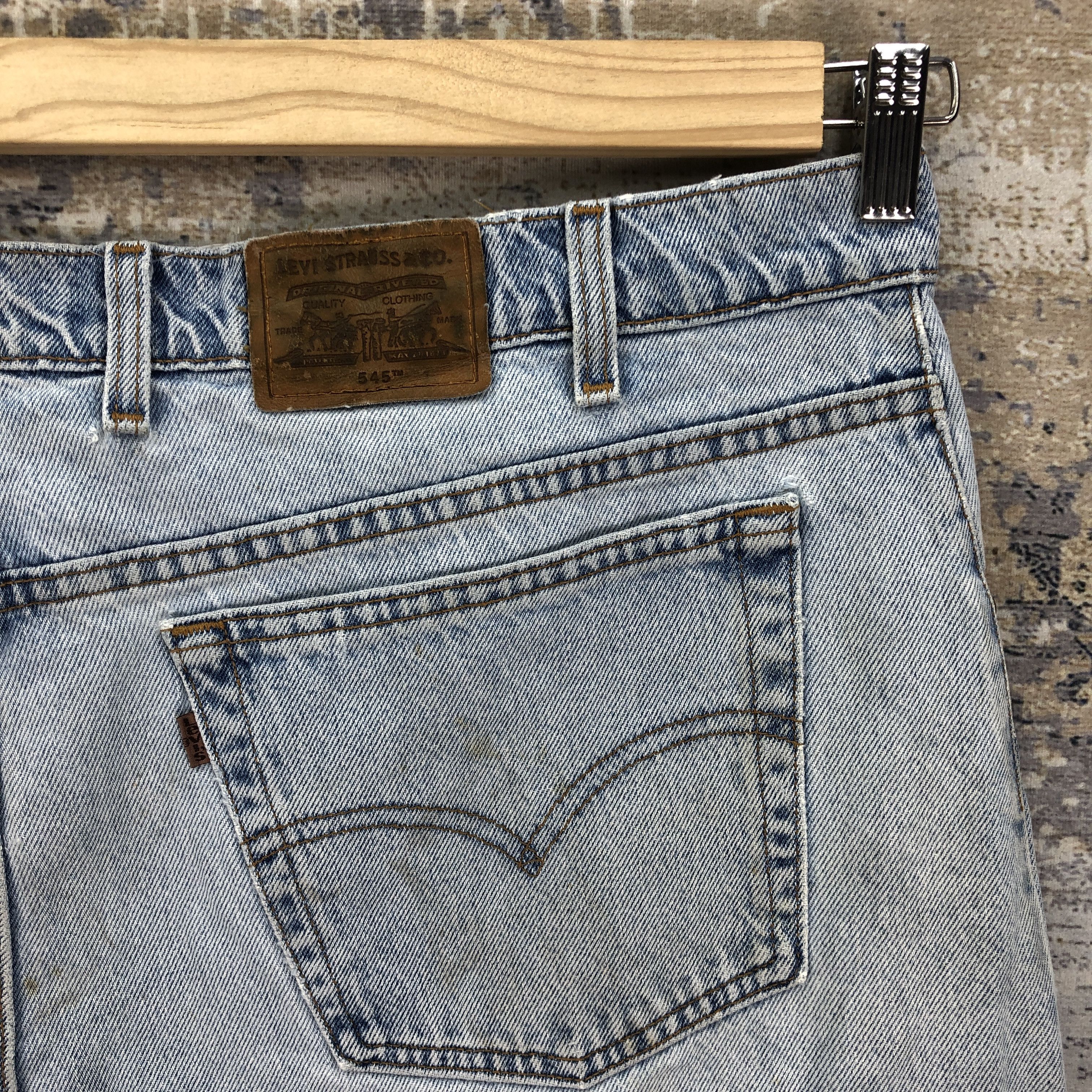 Levi's × Vintage 90s Levis 545 Light Wash Denim Orange Tab Levi's Faded Jeans Size US 42 / EU 58 - 7 Thumbnail