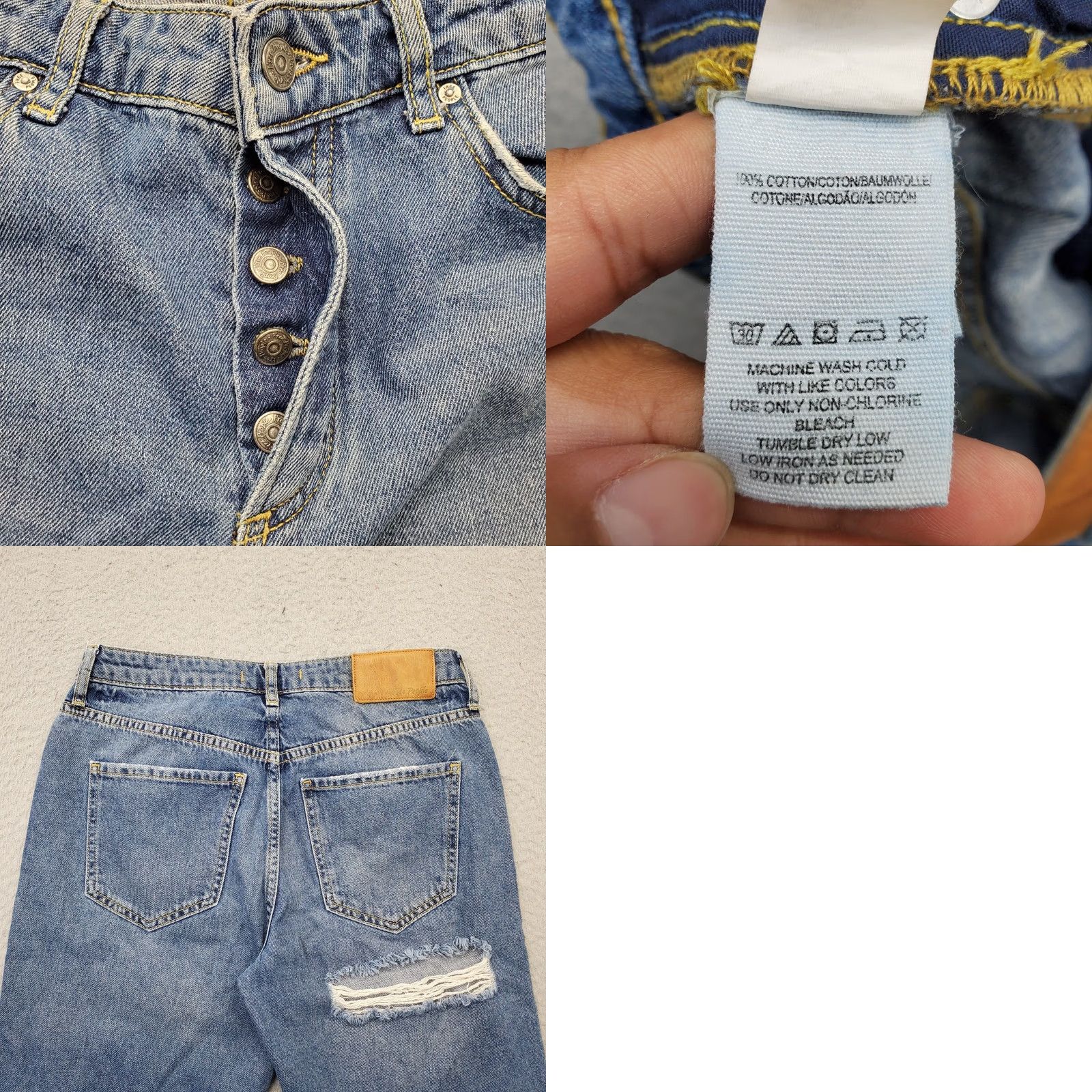 Free People Free People Jeans Womens 26 Blue Denim Distressed Straight Button Fly Frayed Hem Size 26" / US 2 / IT 38 - 8 Thumbnail