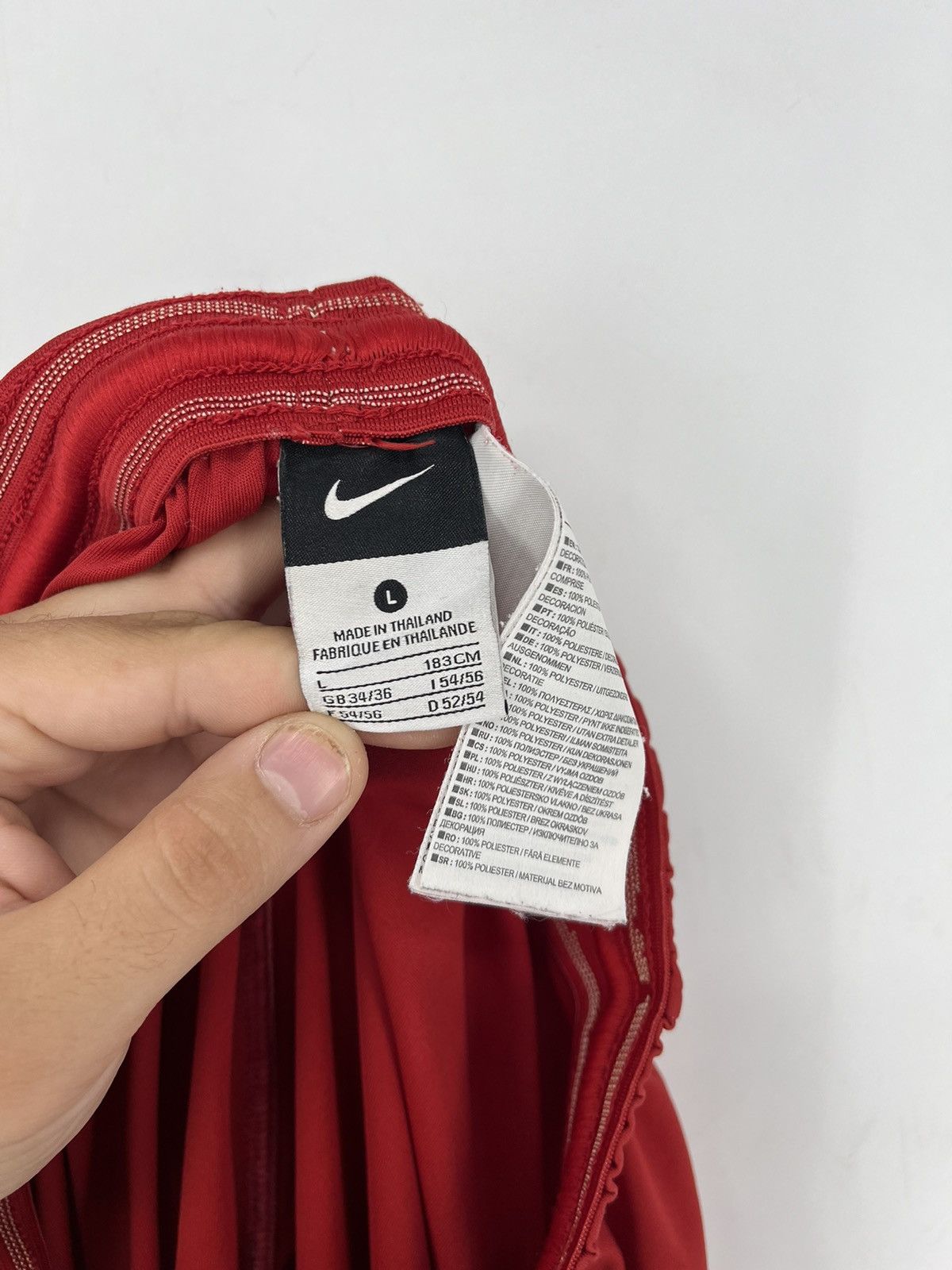 Nike 90s Vintage Nike Red Nylon Mini Swoosh Shorts Travis Styl Size US 36 / EU 52 - 7 Thumbnail