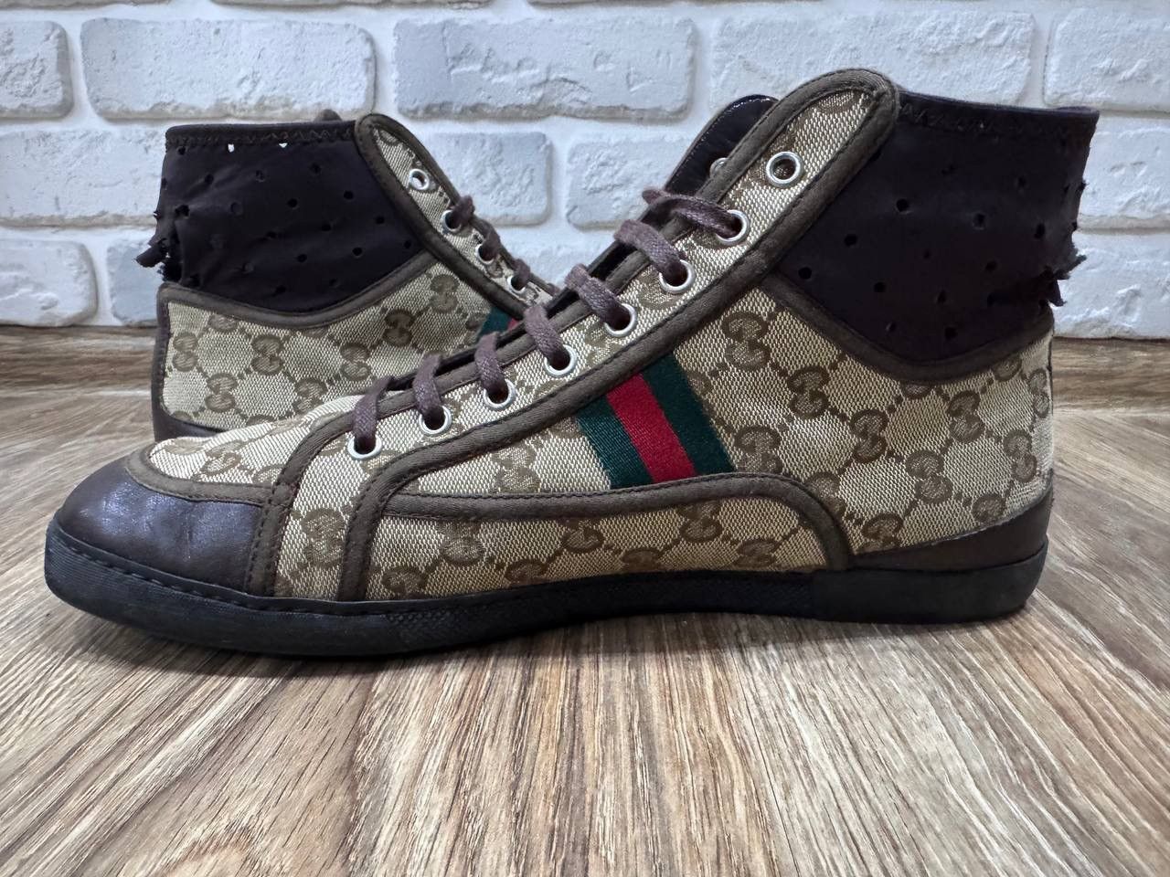 Gucci Gucci California Striped High Top Mens Sneakers Size Size US 10.5 / EU 43-44 - 16 Thumbnail