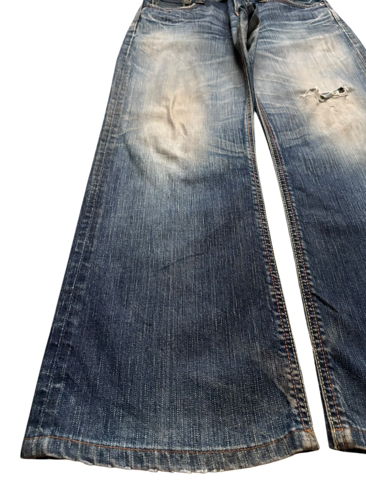 Edwin × Japanese Brand Vintage Japanese Edwin Faded Mud Wash Distress Flare Jeans Size US 33 - 6 Thumbnail