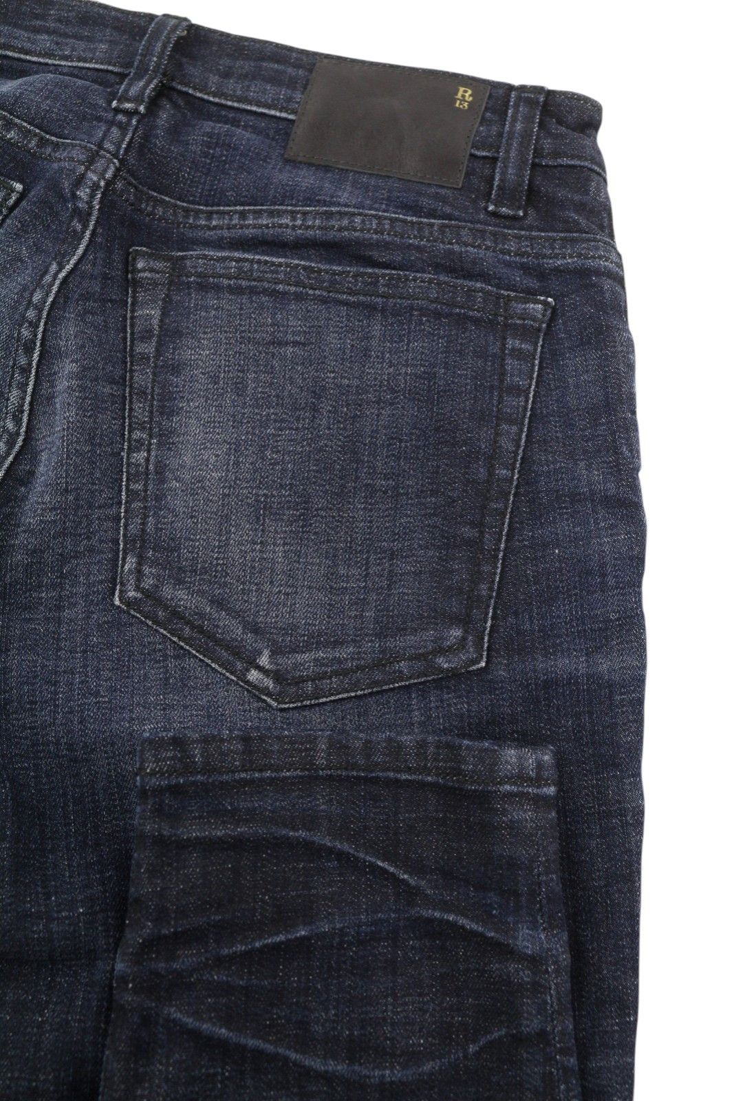 R13 HIGH RISE SKINNY 27 Howell Indigo Washed Faded 85795 Size 27" / US 4 / IT 40 - 5 Thumbnail
