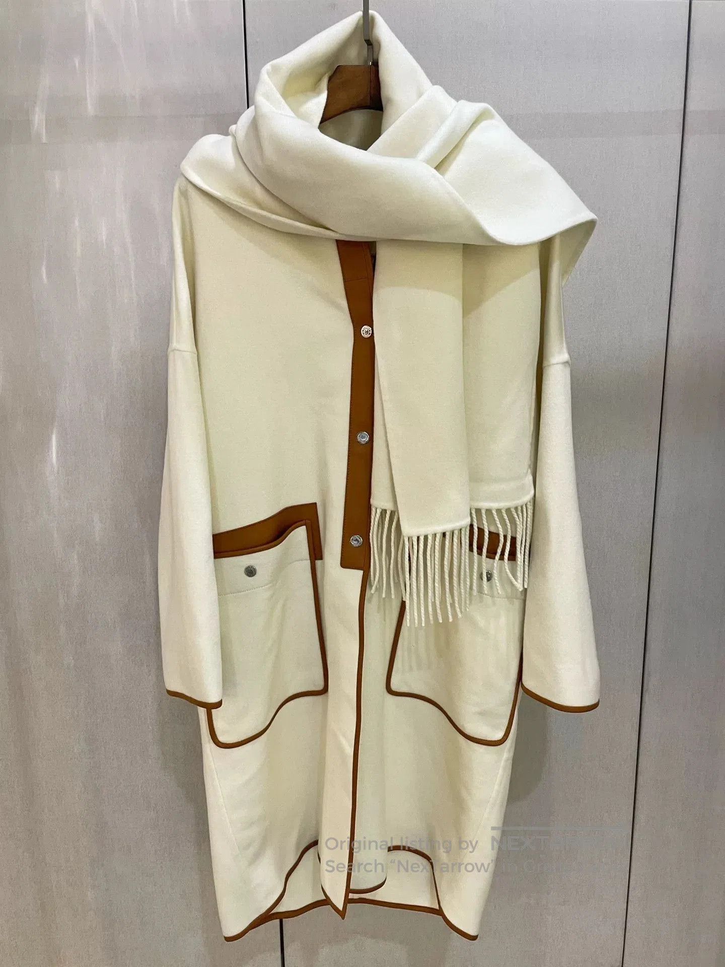 Hermes hermes cashmere fringe scarf coat set. Size L / US 10 / IT 46 - 2 Thumbnail