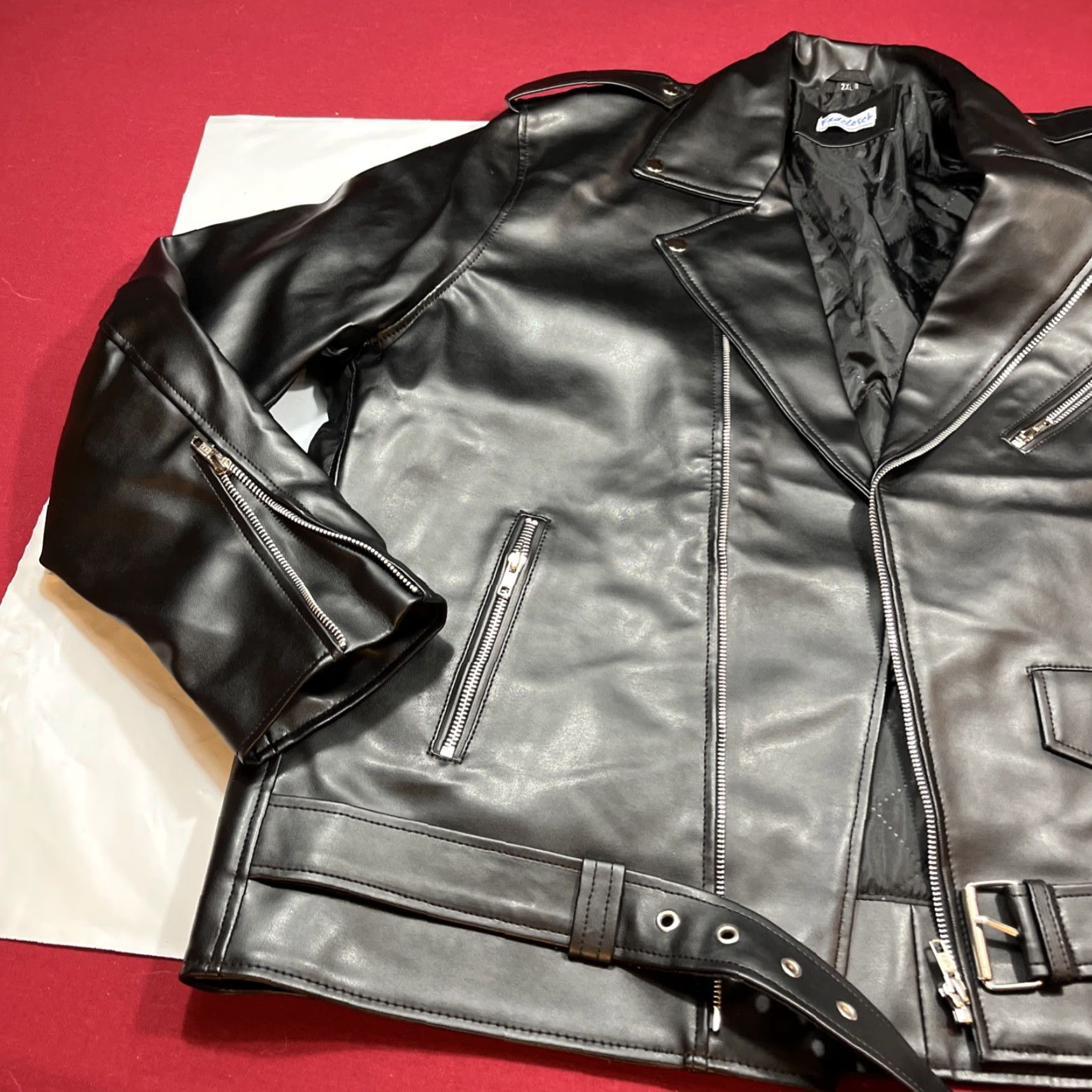 Vintage VINTAGE Motorcycle Jacket Mens 2XL Black Faux Leather Moto Biker Zip Pockets FADCLOSET Size US XXL / EU 58 / 5 - 4 Thumbnail