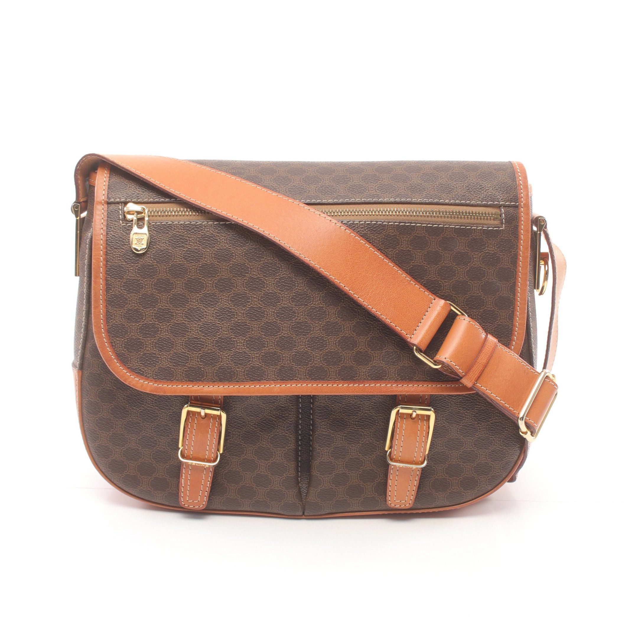Celine Celine Macadam Shoulder Bag Leather Dark Brown Size ONE SIZE - 1 Thumbnail