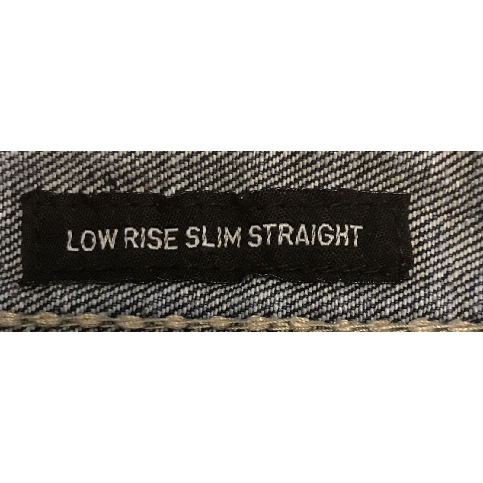 Vintage CJ Black Mens 33x32 Slim Straight Blue Jeans Low Rise Distressed Thick Stitch Size US 33 - 6 Thumbnail