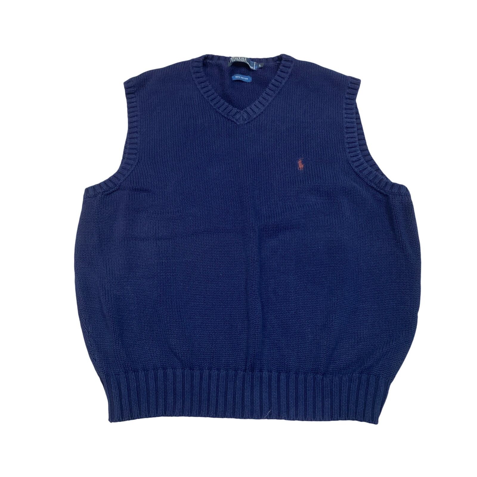 Polo Ralph Lauren × Vintage VTG Polo Ralph Lauren Cotton Knit Sweater Vest Men's L Size US L / EU 52-54 / 3 - 1 Thumbnail