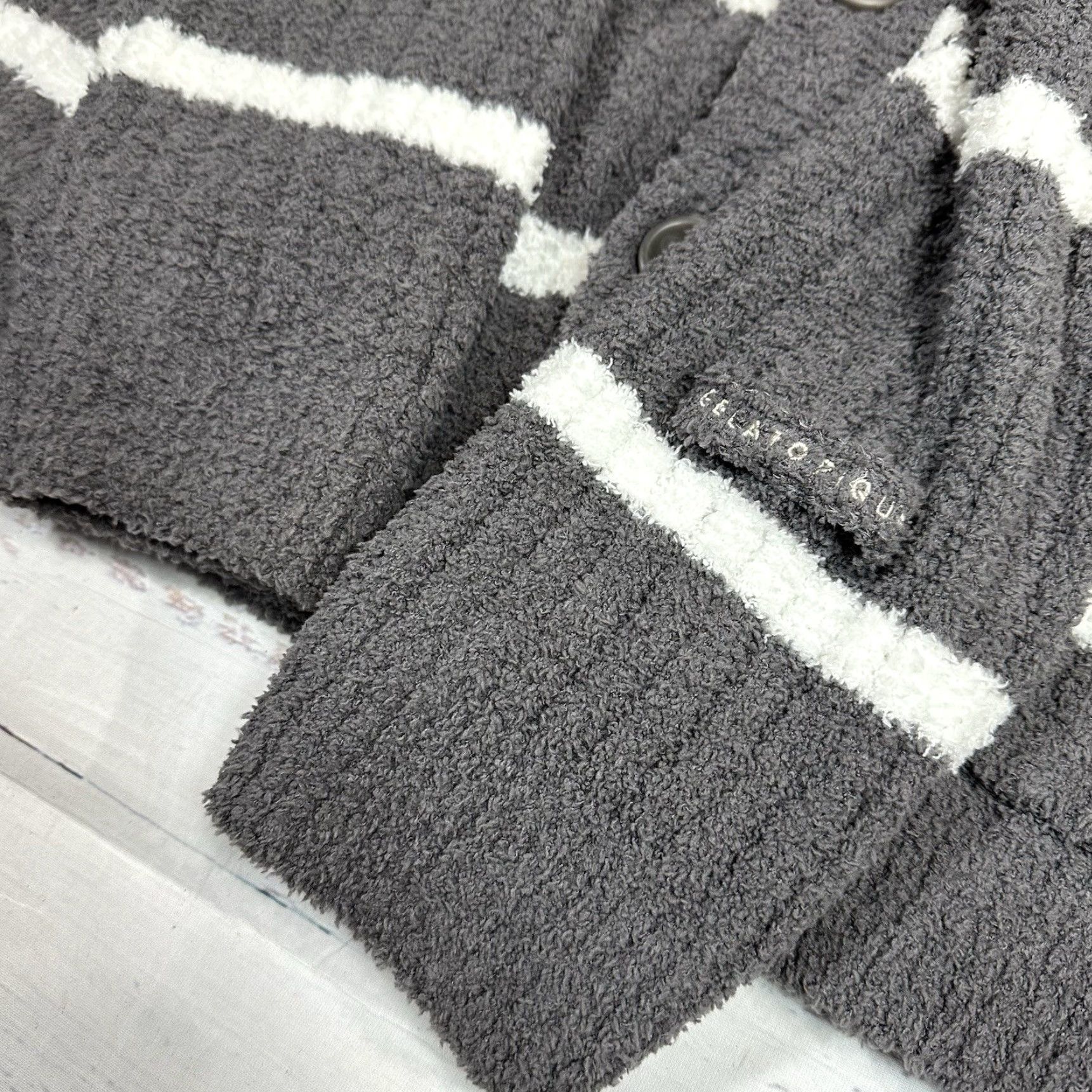 Vintage Gelato Pique Cardigan Mens L Gray White Striped Fleece Button Up Sweatshirt Size US L / EU 52-54 / 3 - 7 Thumbnail