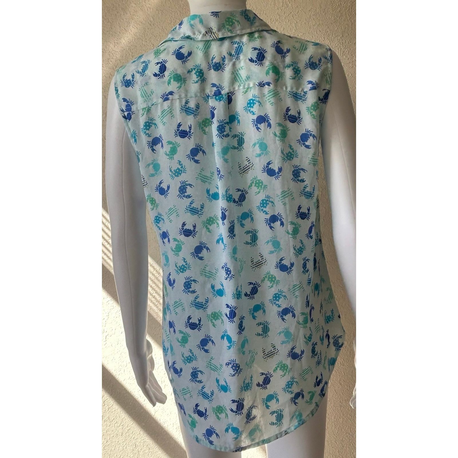 Other Talbots | Crab Print Button Down Tank Top Shirt | Small Size S / US 4 / IT 40 - 2 Thumbnail