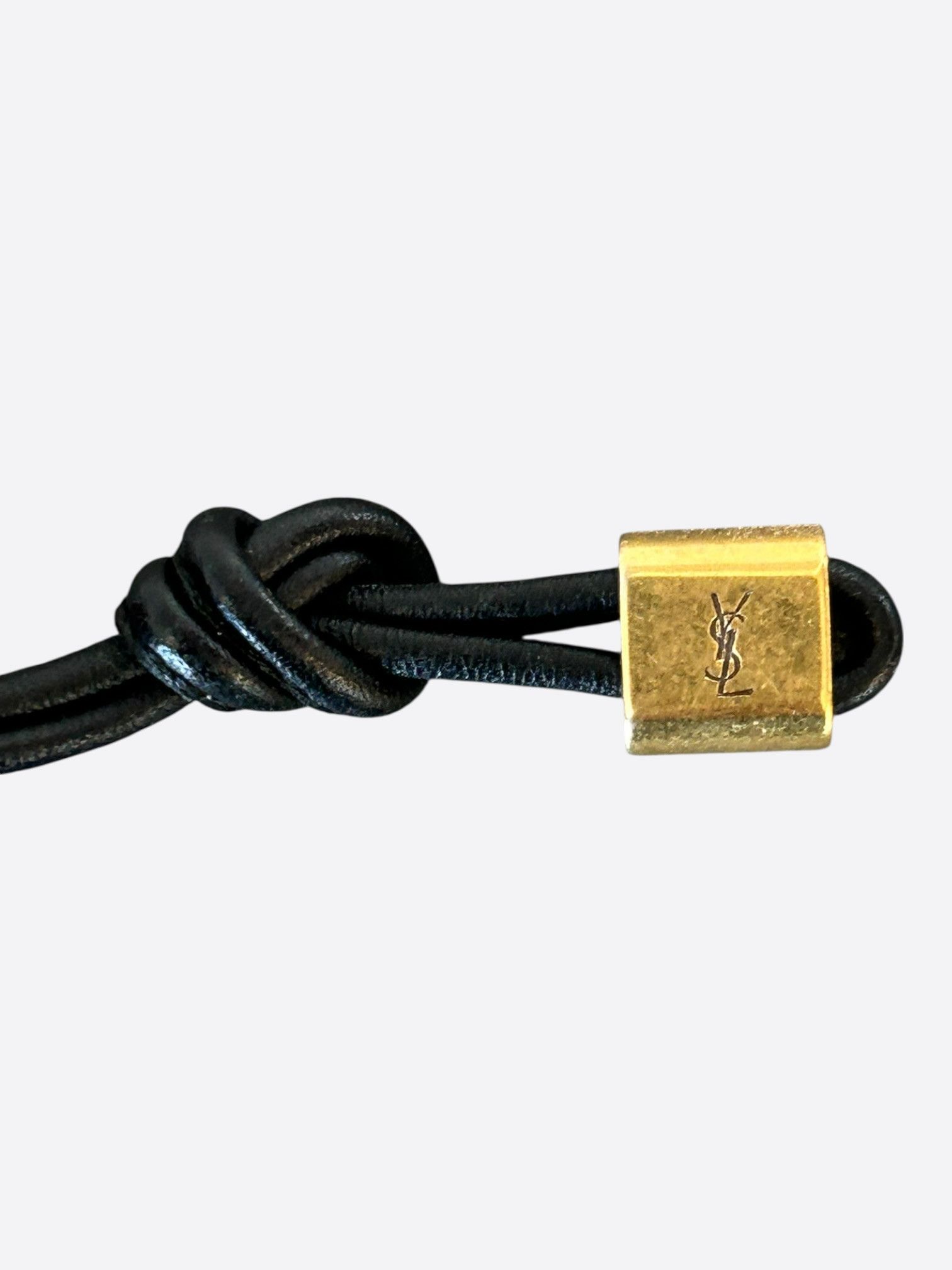 Saint Laurent Paris Saint Laurent Black & Gold Knot Leather Bracelet Size ONE SIZE - 3 Thumbnail