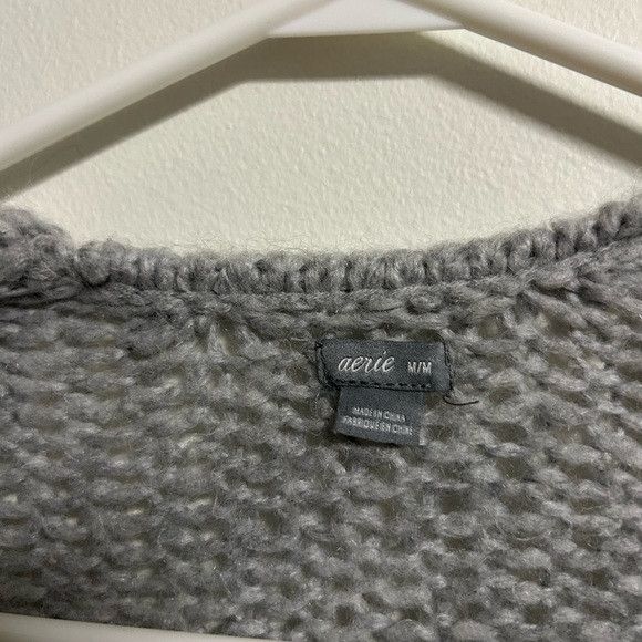 American Eagle Outfitters Aerie Grey Open Knit Cardigan Size M / US 6-8 / IT 42-44 - 3 Thumbnail