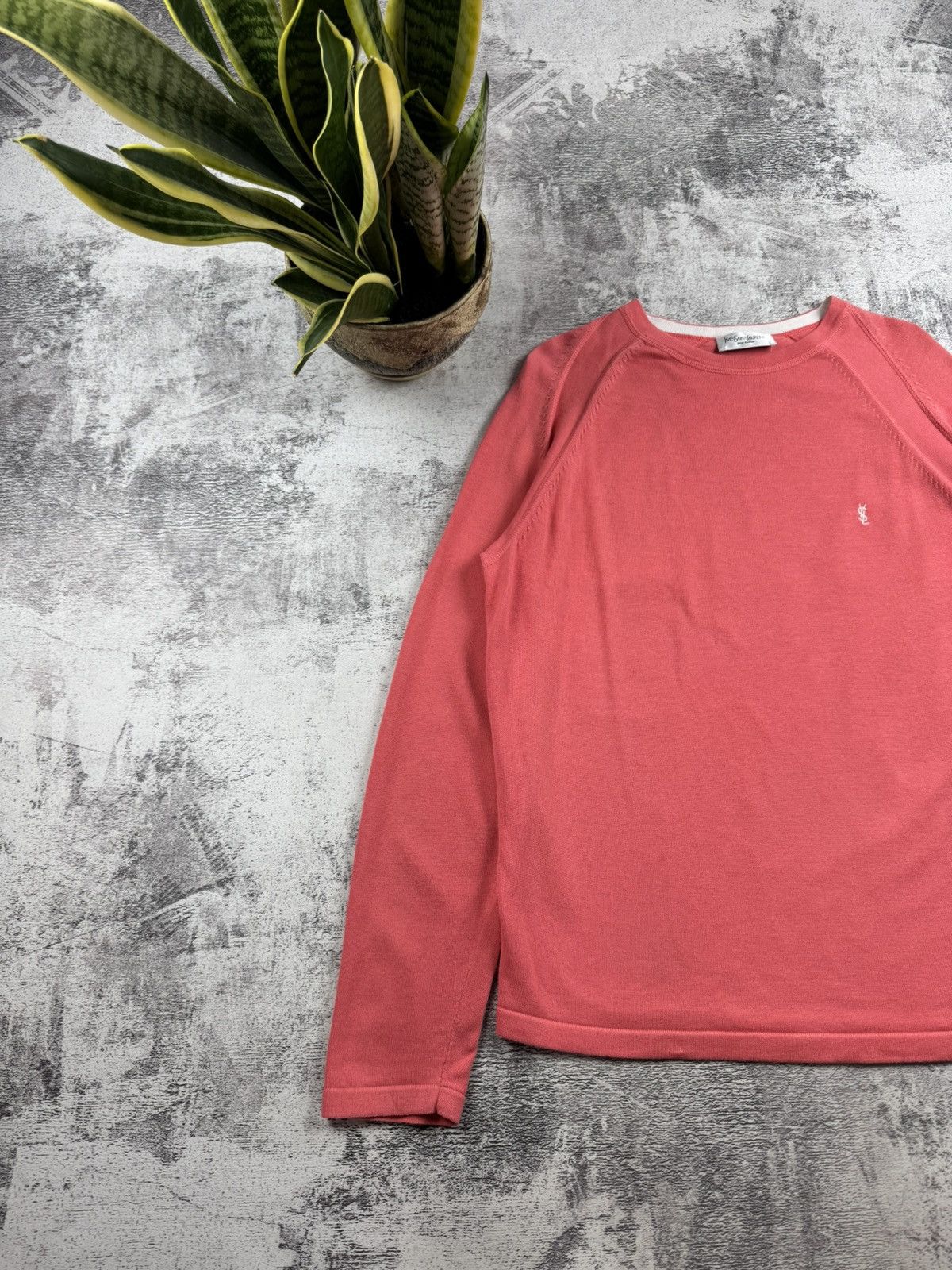 Yves Saint Laurent Yves Saint Laurent Men’s Cotton YSL Knit Pink XL Sweatshirt Sweater Pullover Size US XL / EU 56 / 4 - 2 Thumbnail