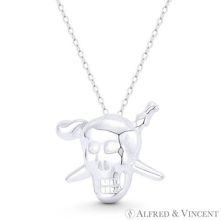 Other Skull & Crossed Swords Pirate Charm Sterling Silver Pendant Size ONE SIZE - 1 Preview