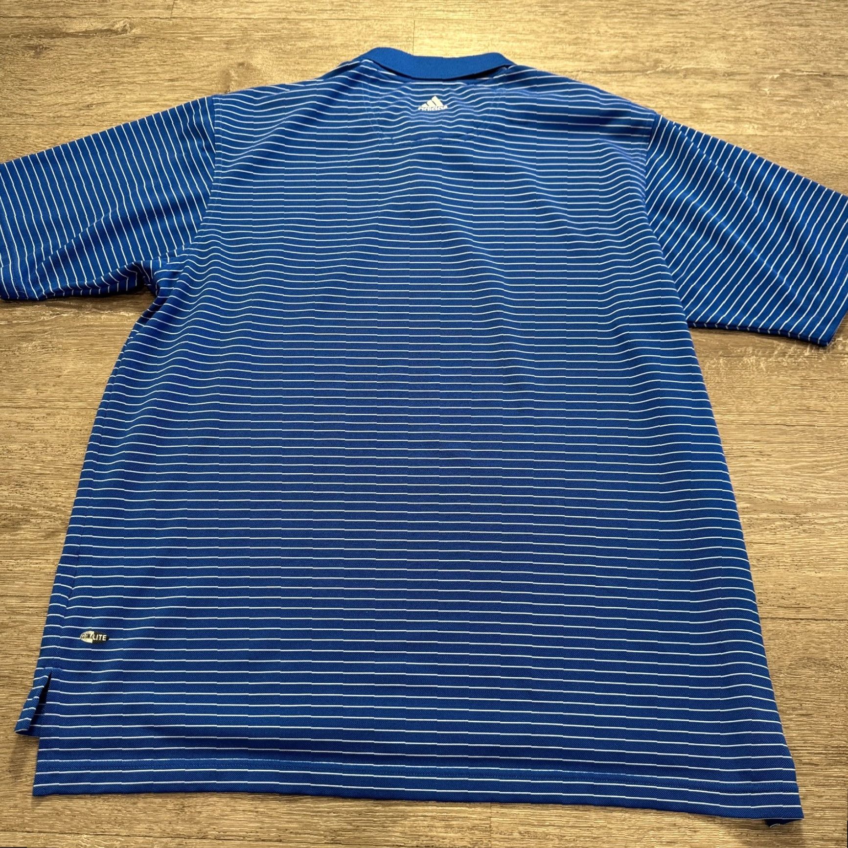 Adidas Adidas Polo Shirt Mens Large Blue Striped Short Sleeve Golf Performance Golfer Polo Size US L / EU 52-54 / 3 - 5 Thumbnail