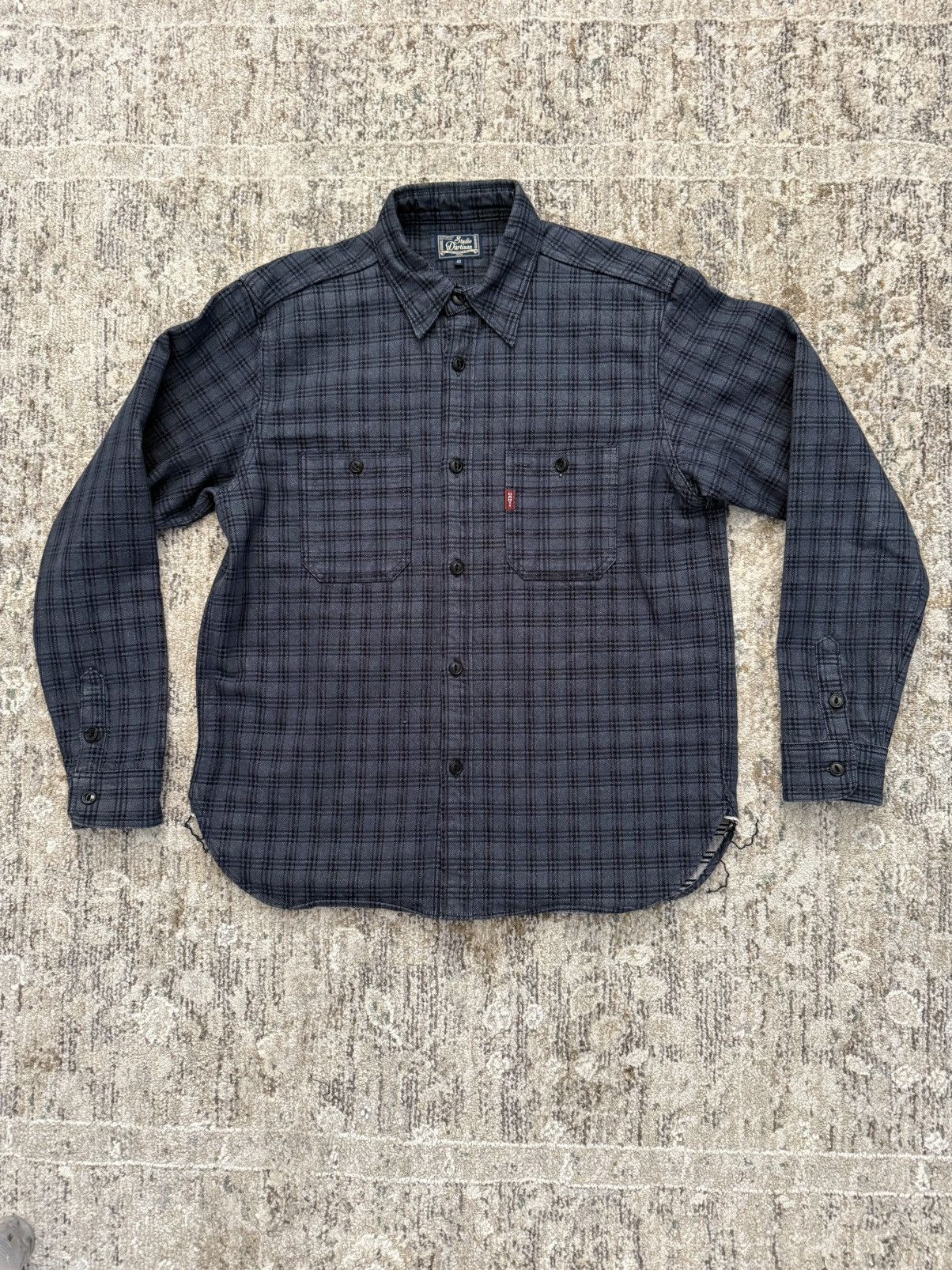 Studio D'Artisan STUDIO D’ARTISAN 13OZ JACQUARD CHECK WORK SHIRT - NAVY Size US L / EU 52-54 / 3 - 2 Thumbnail