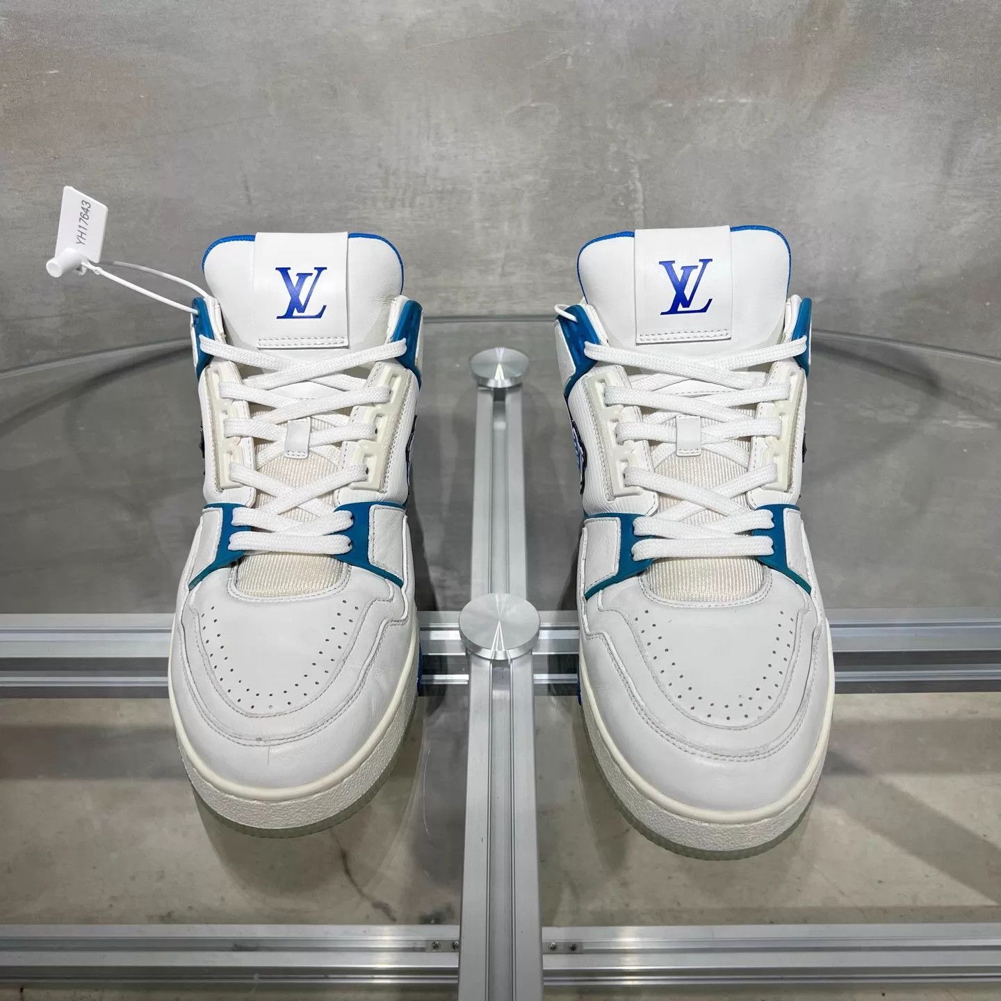 Louis Vuitton LV Trainer High Top White Blue UK8.5/42.5 Size US 9.5 / EU 42-43 - 1 Thumbnail