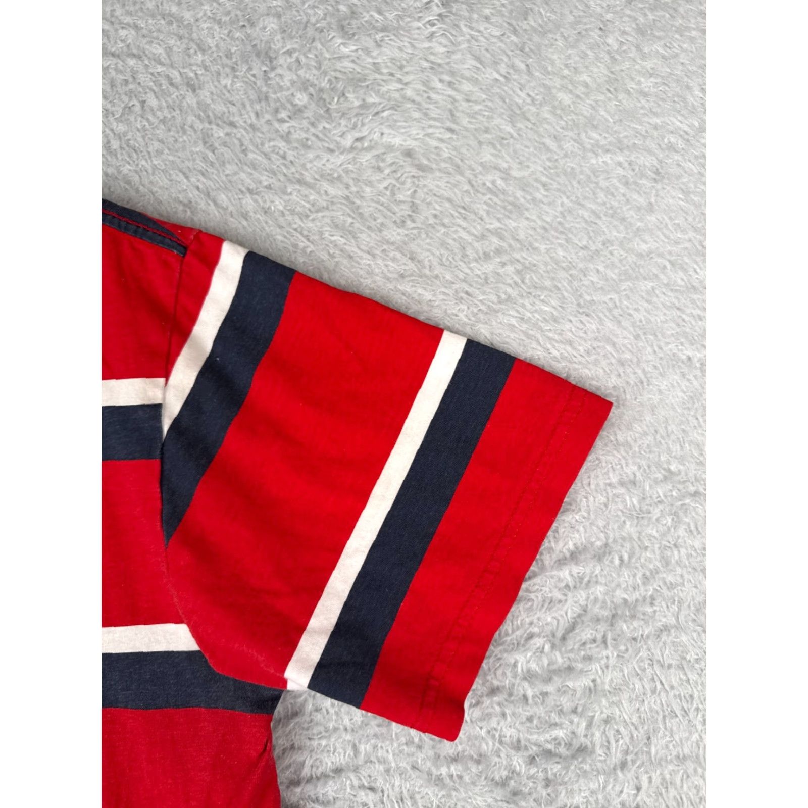 Tommy Hilfiger VINTAGE Tommy Hilfiger Shirt Women XL Red Stripe Short Sleeve Crew 100% Cotton Logo Size XL / US 12-14 / IT 48-50 - 2 Thumbnail
