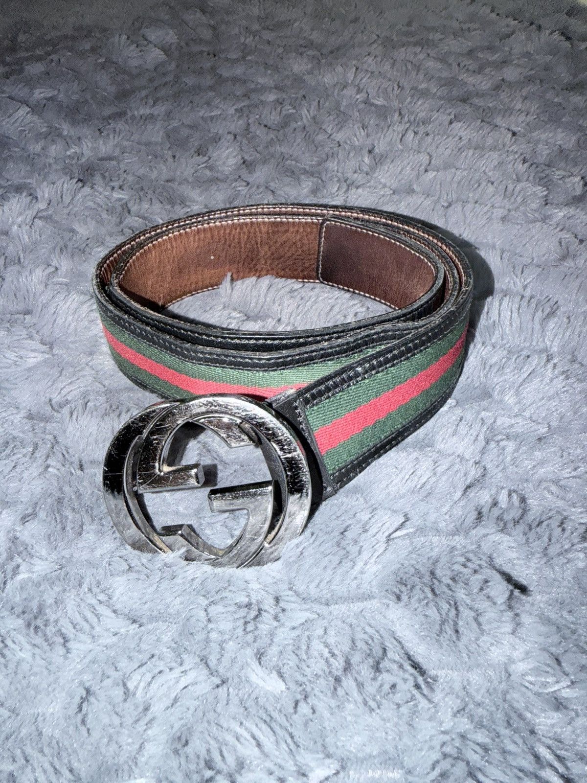 Gucci Gucci Belt with green/red stripes Size 28 - 1 Thumbnail