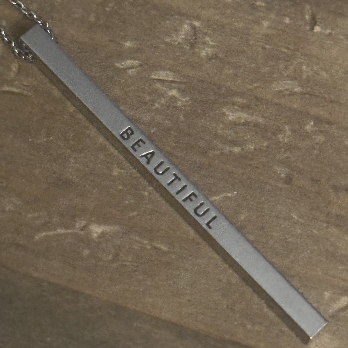 Other Silver tone engraved Beautiful vertical bar pendant necklace Size ONE SIZE - 3 Thumbnail