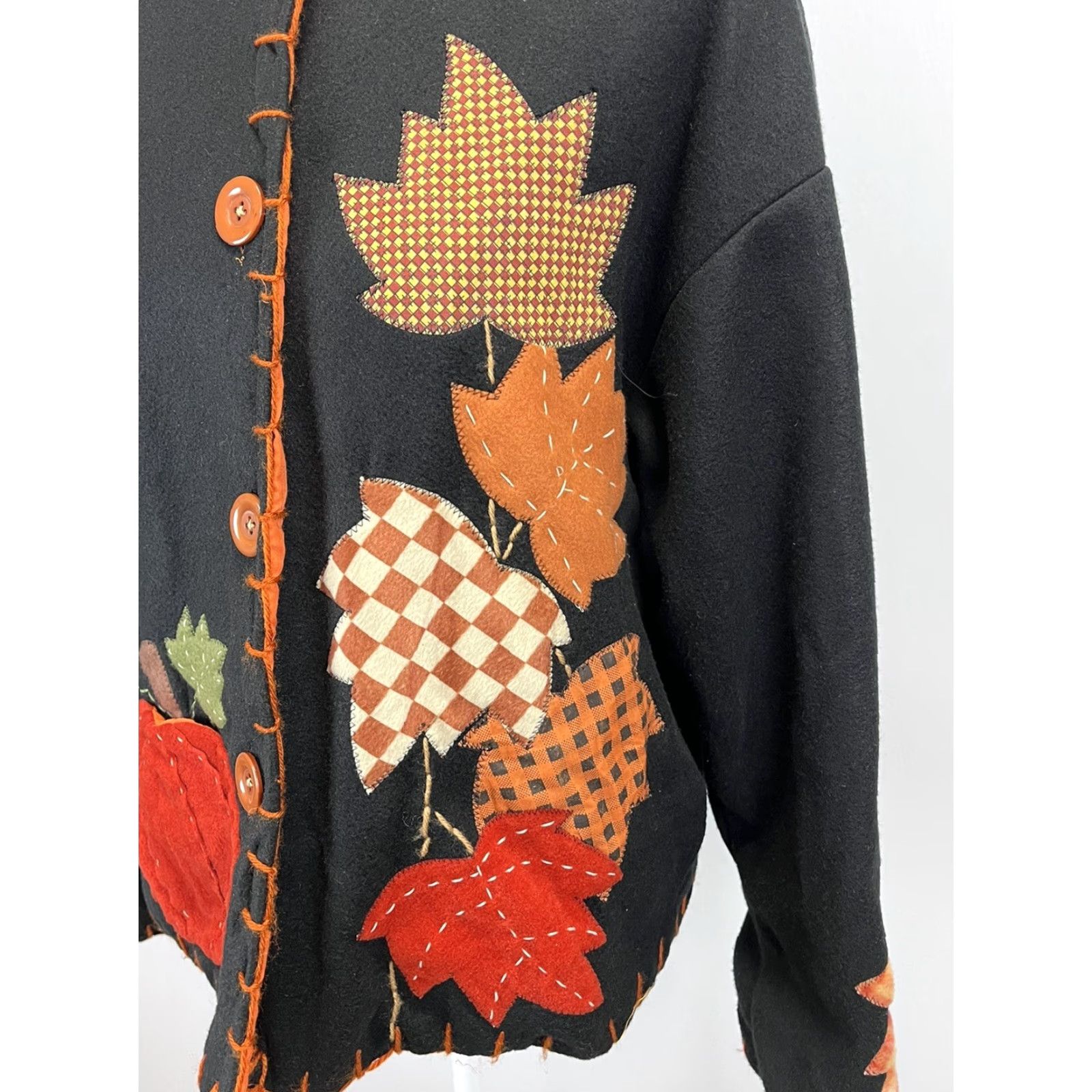 Vintage Womens Unbranded Fall Fleece Jacket One Size VGUC Pumpkins Autumn Size ONE SIZE - 5 Thumbnail