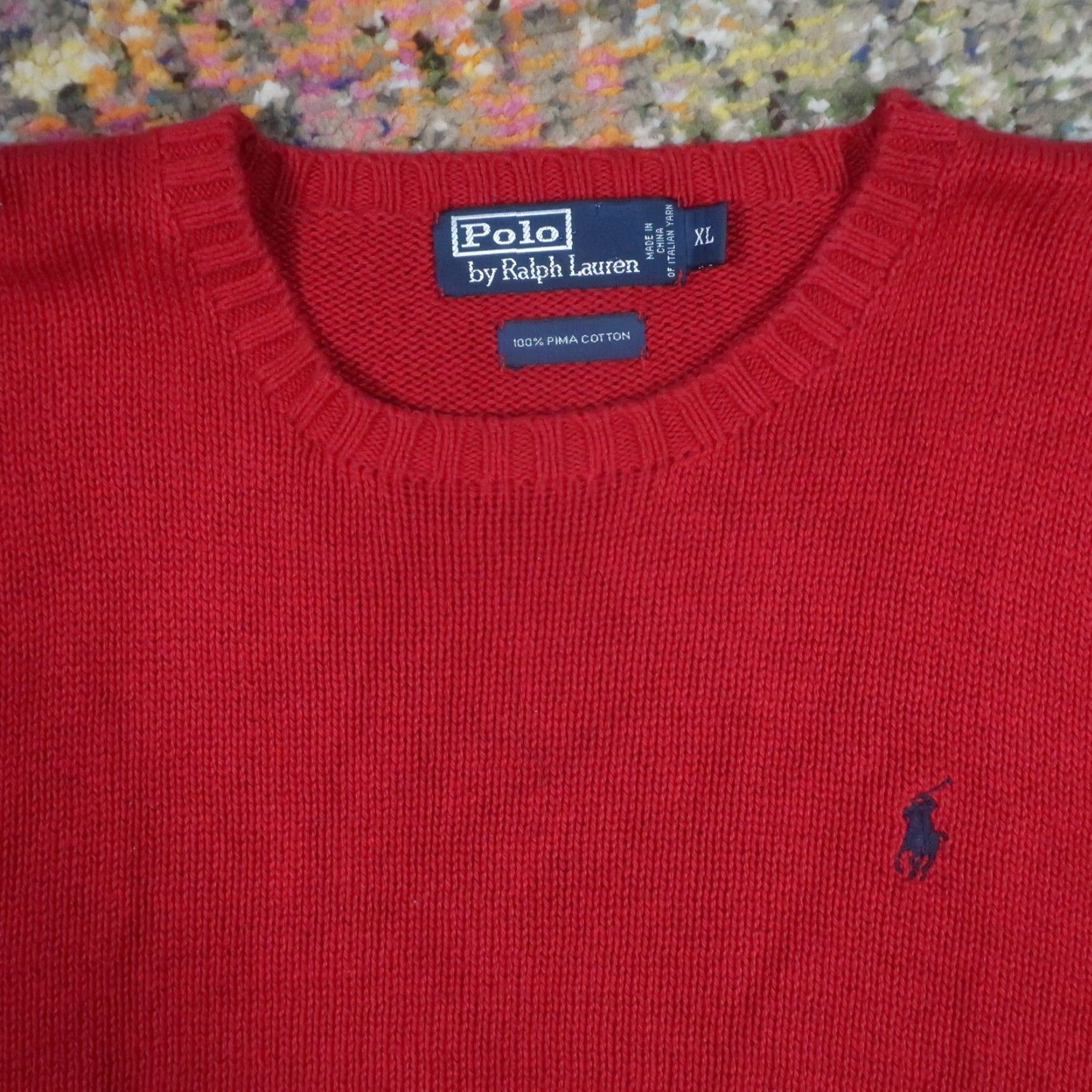 Polo Ralph Lauren VINTAGE Polo Ralph Lauren Sweater Mens XL Red Crew Neck Pullover Knit Solid Logo 90s Grunge Rock Classic Designer Casual All Seasons Size US XL / EU 56 / 4 - 3 Thumbnail