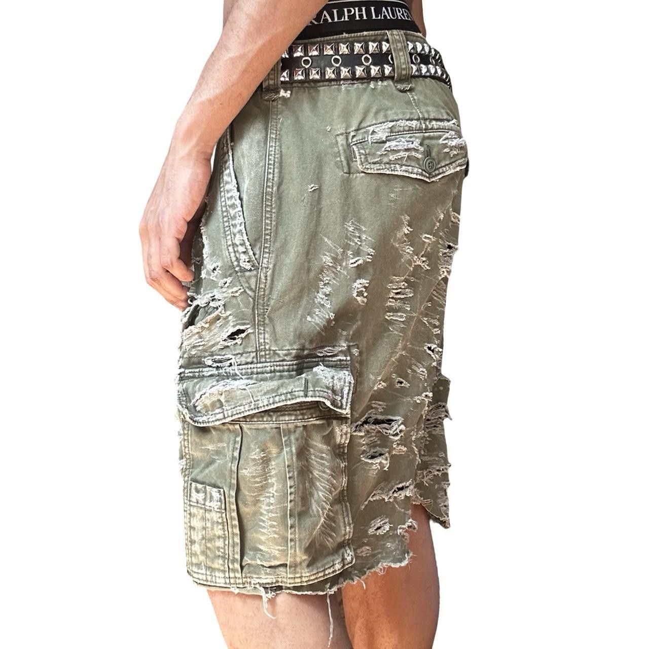 Abercrombie & Fitch ASTROBOI* Abercrombie & Fitch Green Grunge Camo Shorts - 40" Size US 40 / EU 56 - 3 Thumbnail