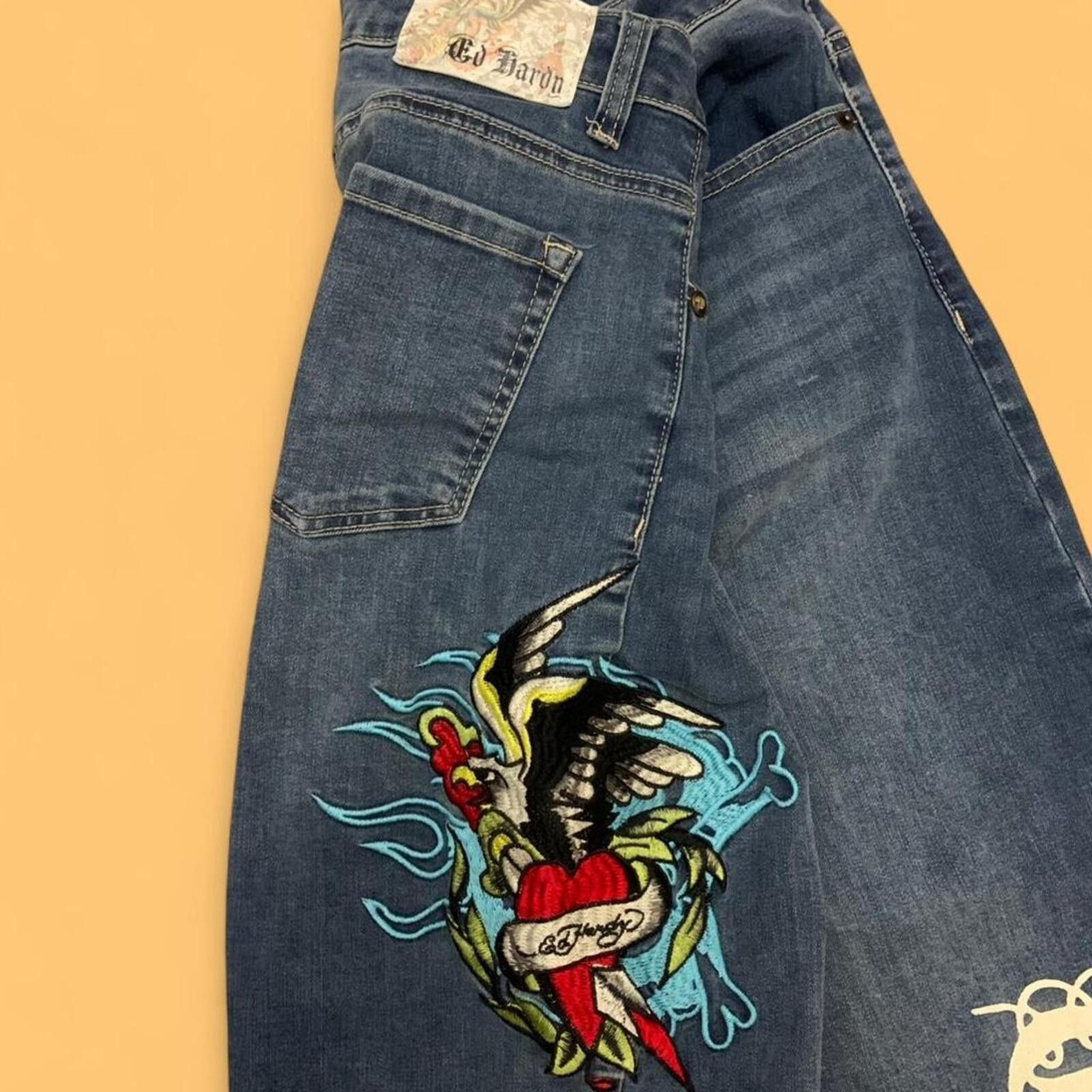 Ed Hardy Ed Hardy Brave Eagle wide leg jeans sold out Size 28" / US 6 / IT 42 - 1 Thumbnail