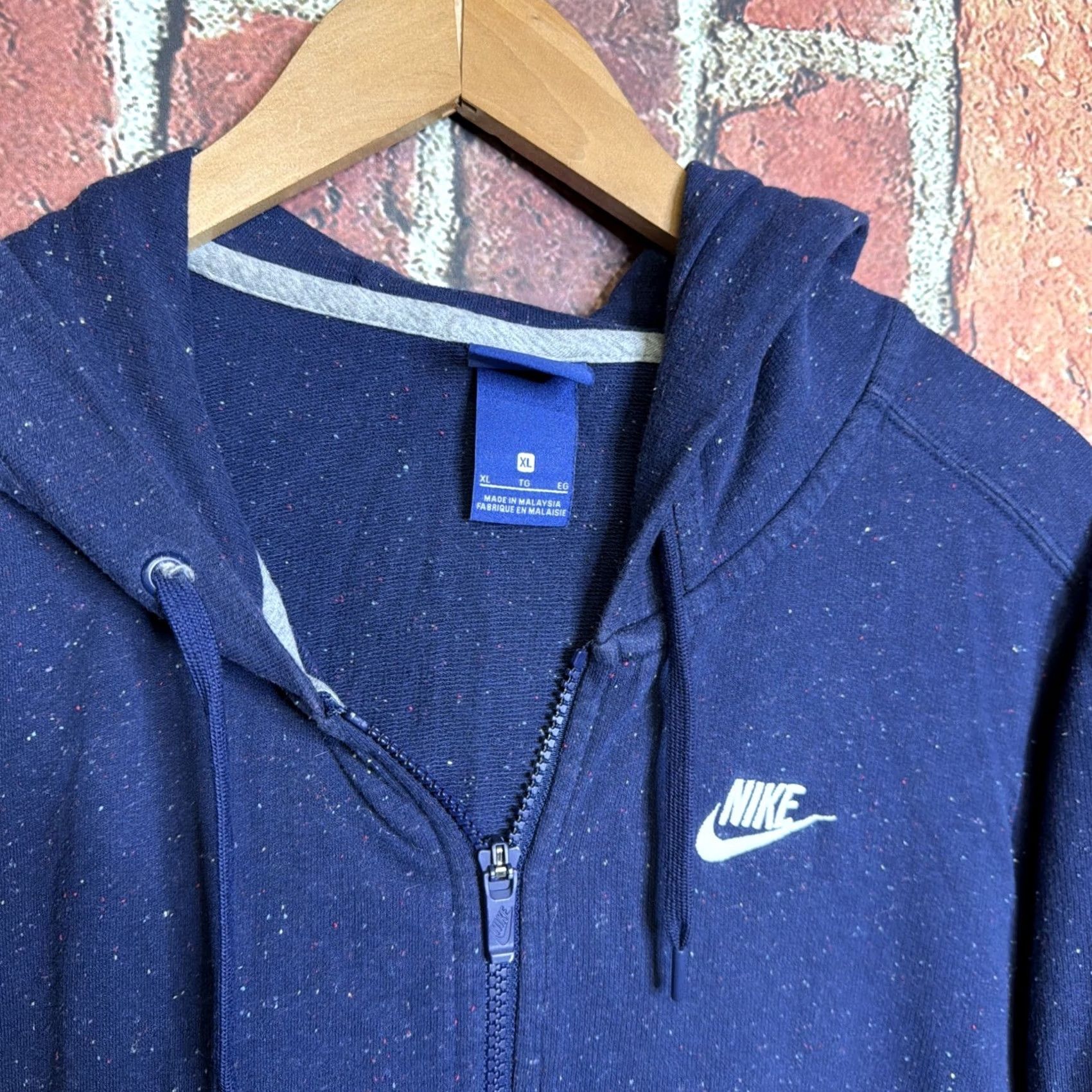 Nike Nike Sportswear Gym Vintage Hoodie Navy Blue Speckled Full Zip XL Women Size XL / US 12-14 / IT 48-50 - 2 Thumbnail