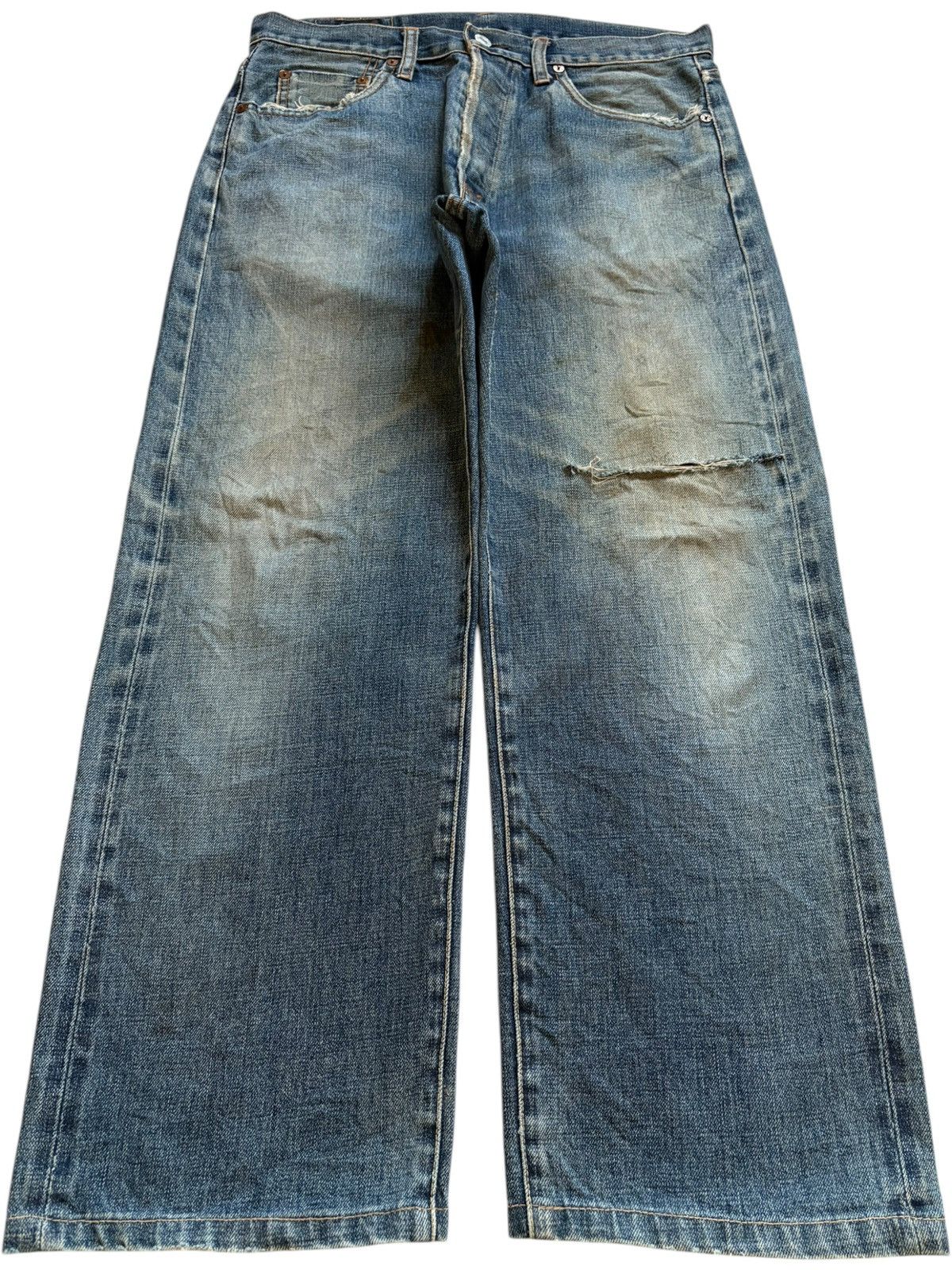 Japanese Brand Vintage Japanese Salty Dog Selvedge Mud Wash Baggy Jeans Size US 33 - 2 Thumbnail