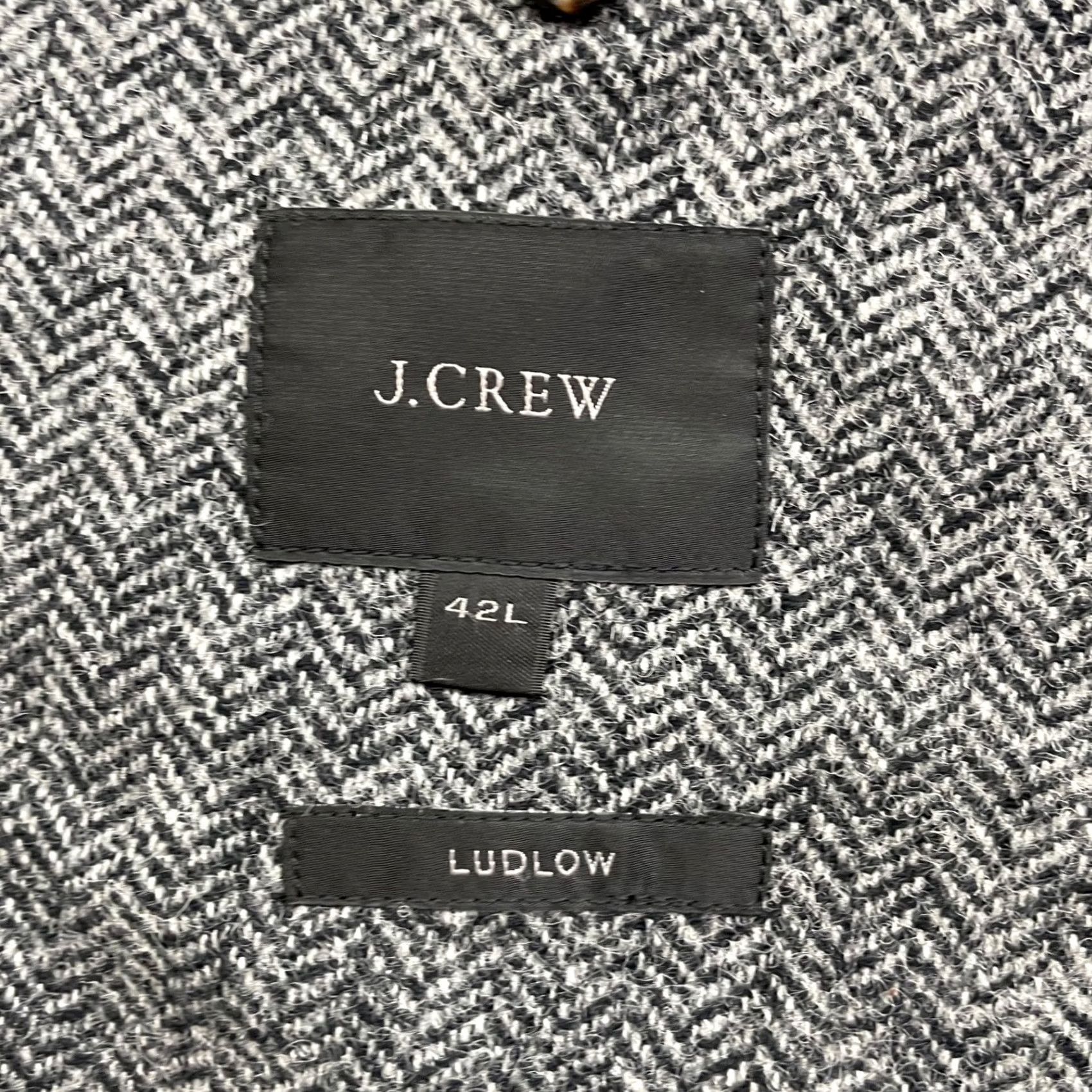 J.Crew J.Crew Blazer Men’s Ludlow Tweed Moon Wool Gray Herringbone 42L 2-Button Long Jacket Size 42R - 5 Thumbnail