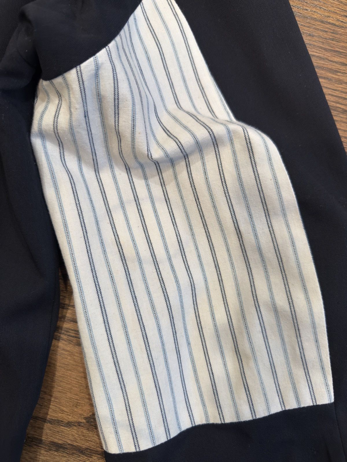 Yohji Yamamoto Yohji Yamamoto Pour Homme SS93 Pinstripe Switching Jacket Size US M / EU 48-50 / 2 - 6 Thumbnail