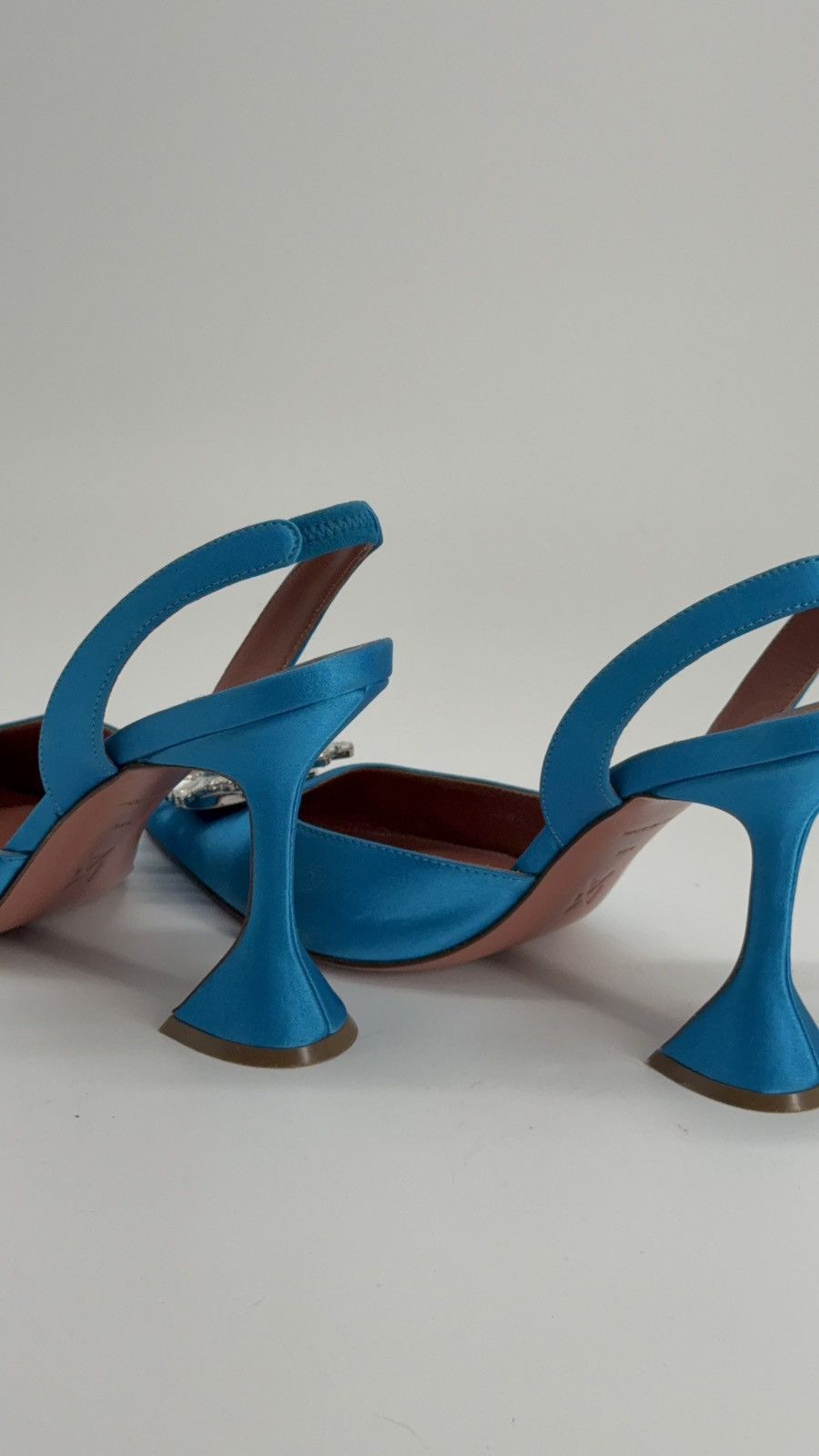 Amina Muaddi Amida Muaddi Begum Satin Slingbag Pumps Blue 38 1/2 Size US 9 / IT 39 - 4 Thumbnail
