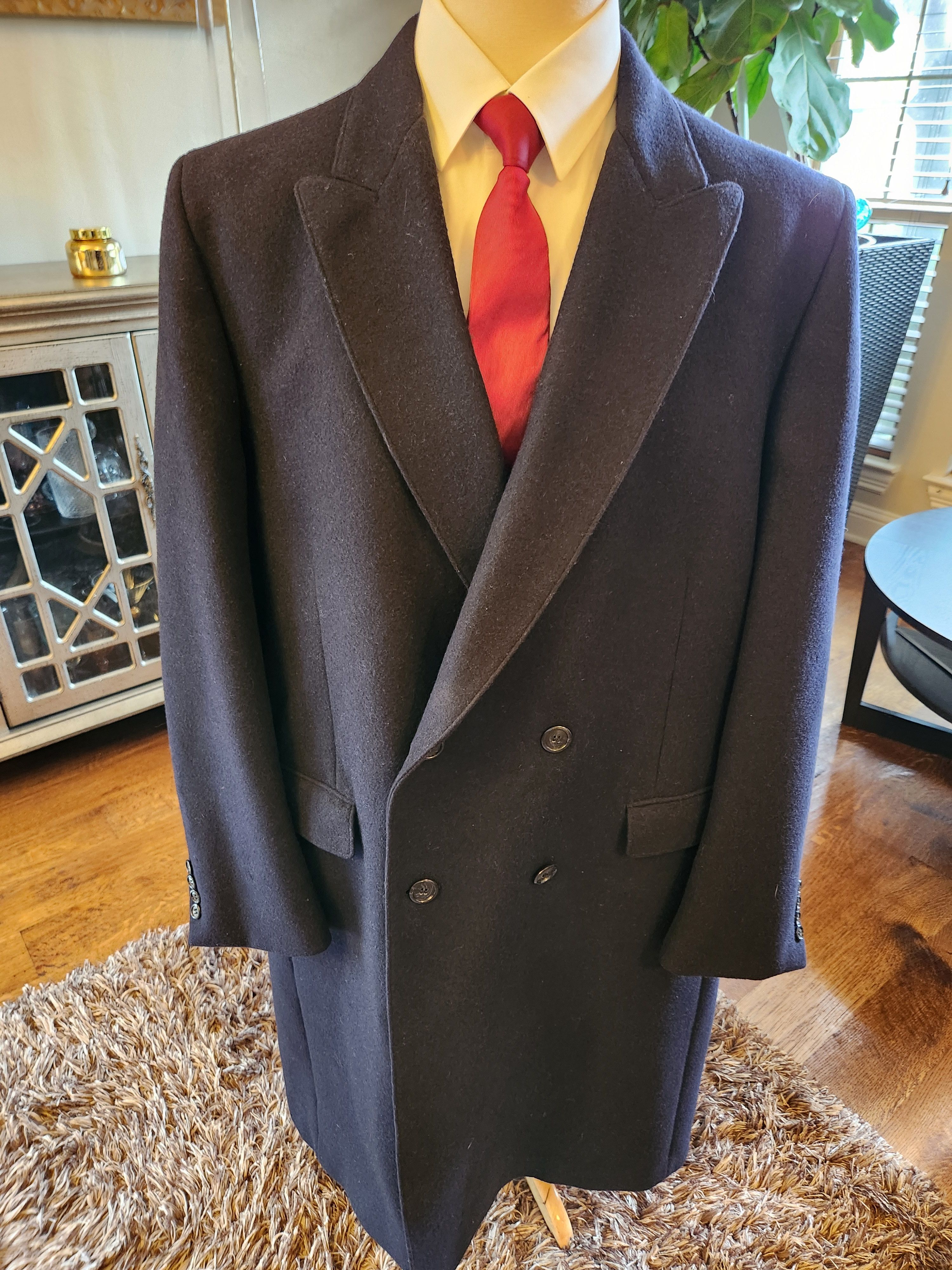 Vintage Vintage 80's Lee Wright Navy Blue Double Breasted Overcoat Size US XL / EU 56 / 4 - 1 Thumbnail