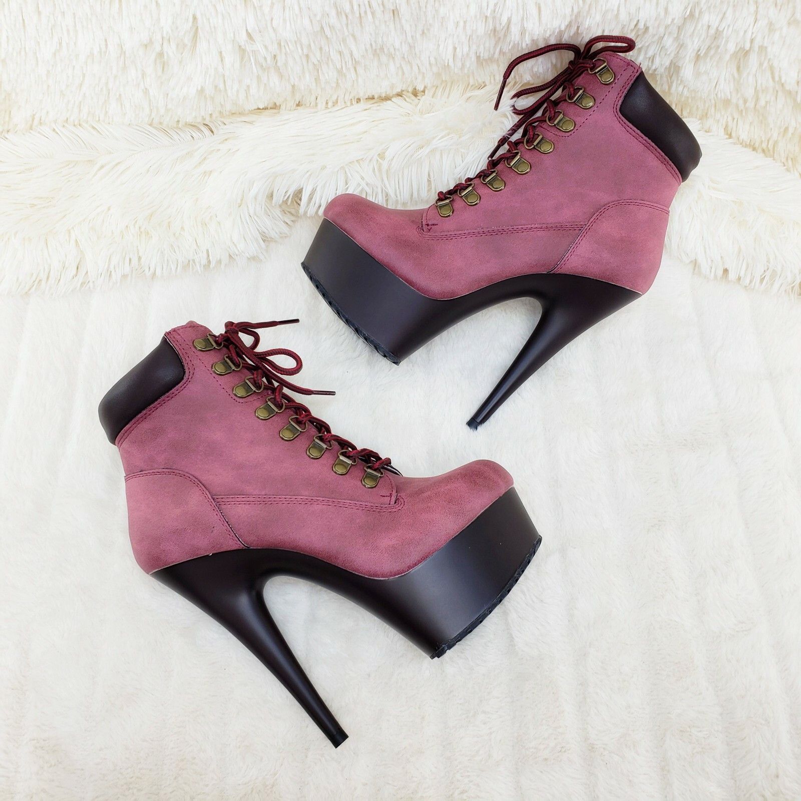 Other Delight 600tl Wine Nubuck Work Style 6" High Heel Ankle Boot Size US 8 / IT 38 - 1 Thumbnail