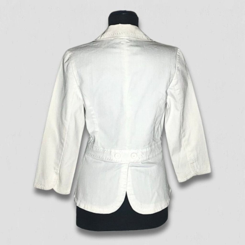 Vintage Apostrophe Embroidered Blazer Button Front Cream Off White 2 Size XS / US 0-2 / IT 36-38 - 2 Thumbnail