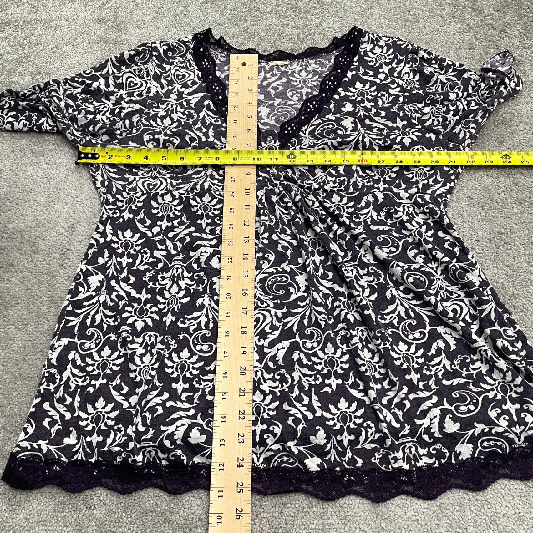 Vintage Unbranded Lace Trim Blouse Womens L Purple Floral V-Neck Semi Sheer Casual Shirt Size L / US 10 / IT 46 - 7 Thumbnail