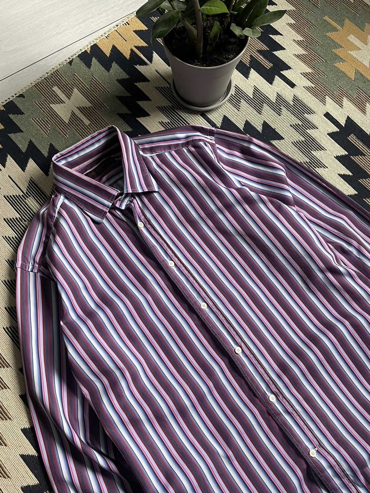 Etro × Vintage Vintage Etro Stripped Shirt Button Up Size US L / EU 52-54 / 3 - 4 Thumbnail