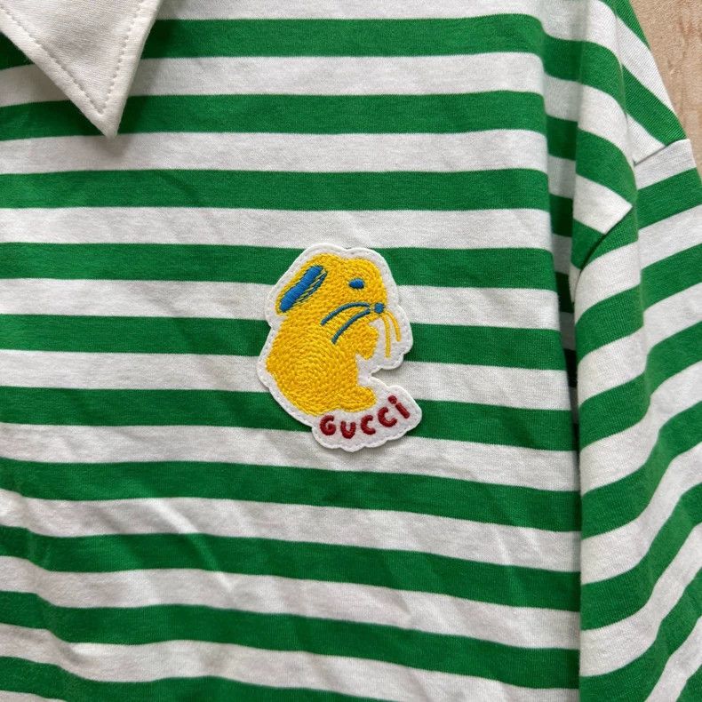 Gucci Gucci Color-blocked striped embroidered rabbit short-sleeve Size L / US 10 / IT 46 - 4 Thumbnail