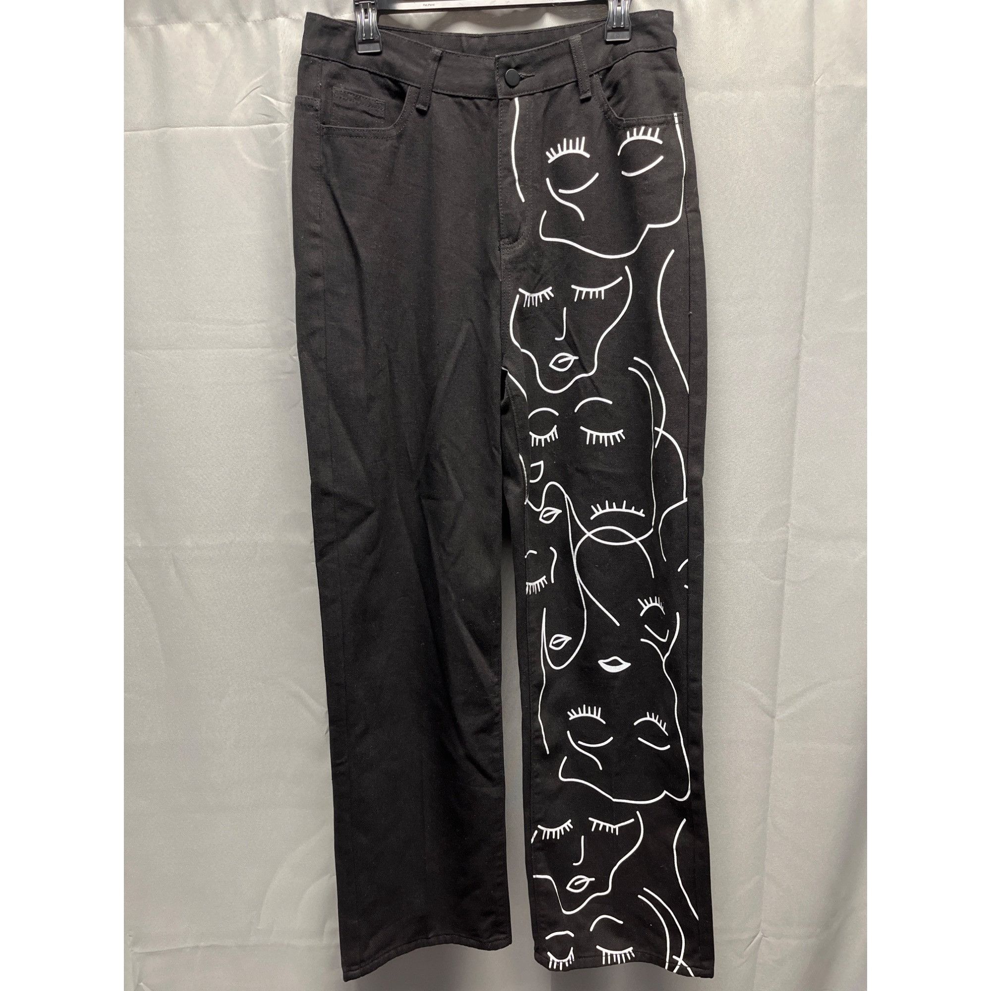 Shein Shein Women's Black Figure Design Jeans/Wide Leg Size L SKU Size 32" / US 10 / IT 46 - 1 Thumbnail