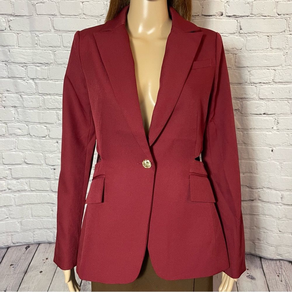 Other NWT New $288 Walter Baker Felicia Merlot Cut Out Blazer Siz Size S / US 4 / IT 40 - 9 Thumbnail