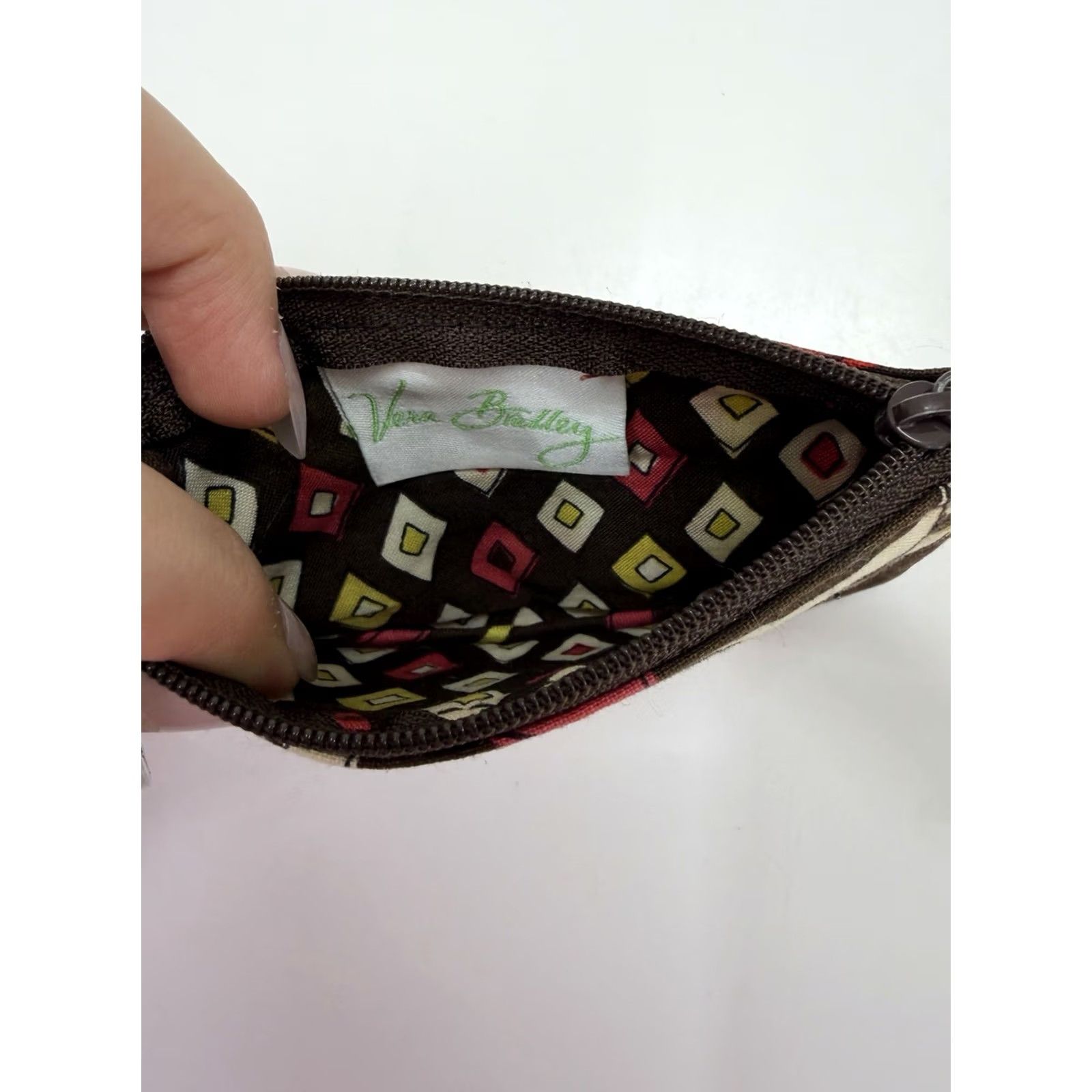 Vera Bradley Vera Bradley Wallet Zip ID Brown Floral Quilted Rectangular Key Ring Women Size ONE SIZE - 4 Thumbnail