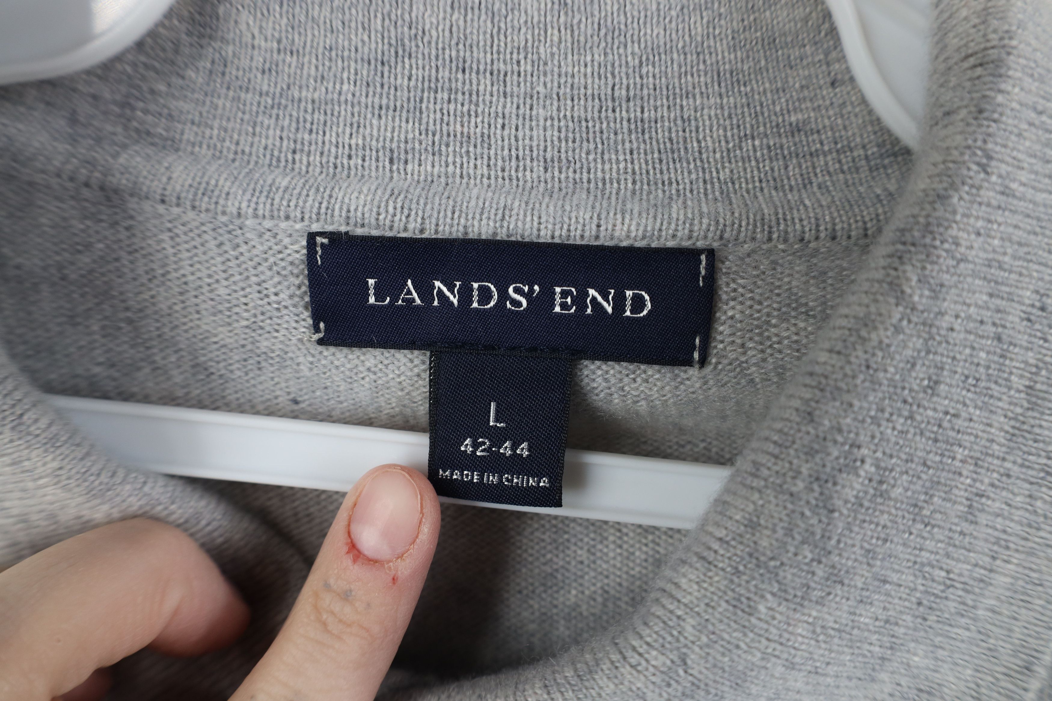 Lands' End Vintage 90s Lands End Cashmere Knit Collared Sweater Gray Size US L / EU 52-54 / 3 - 6 Thumbnail